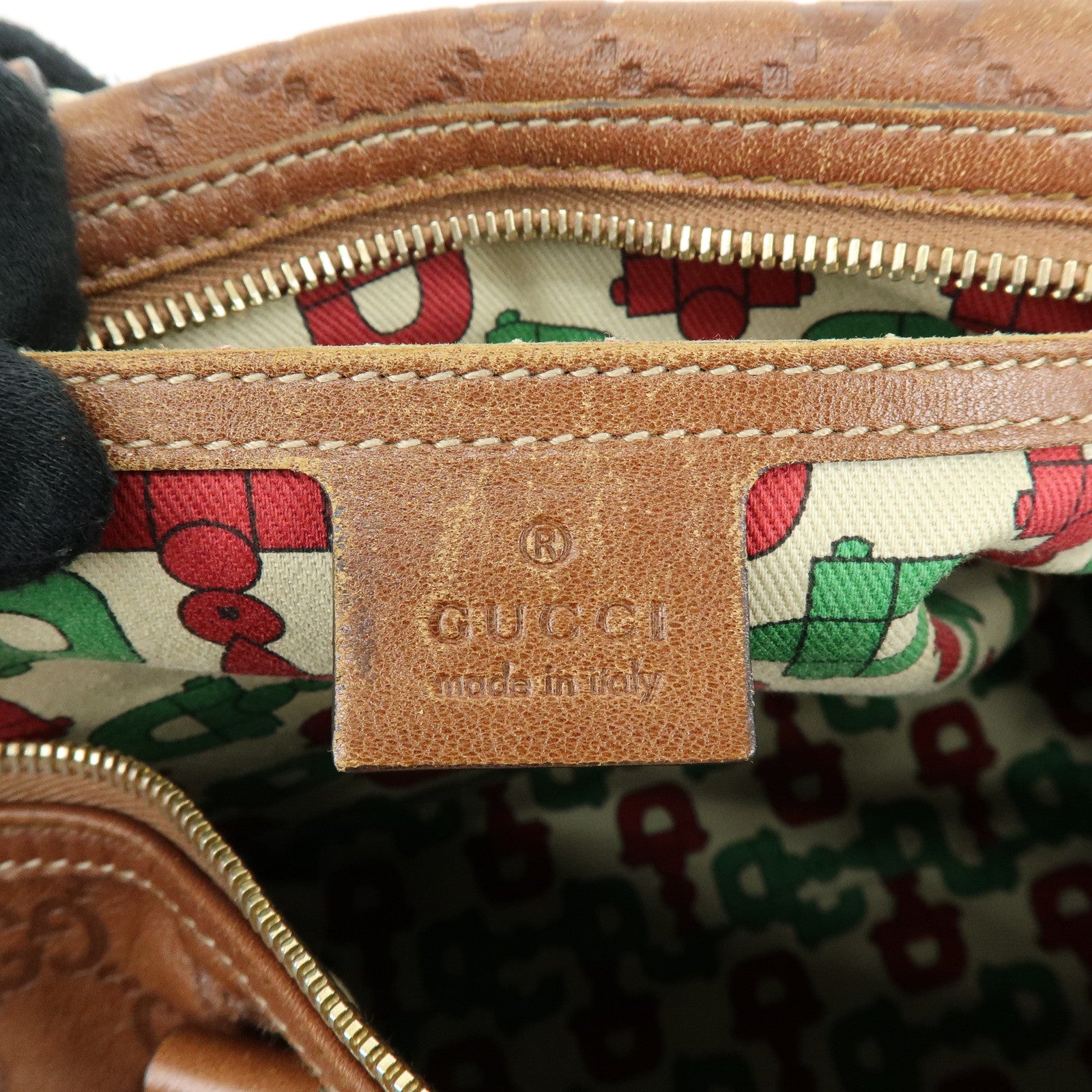 GUCCI Guccissima Leather Boston Bag Hand Bag Brown 193603