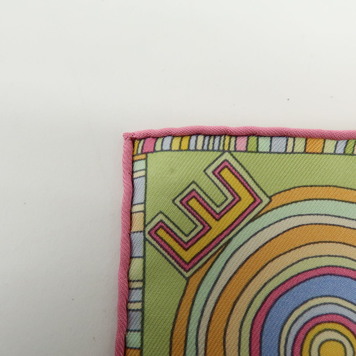 HERMES Carre Gavroche 45 Silk 100% Scarf Tohu-Bohu Light Green Pink