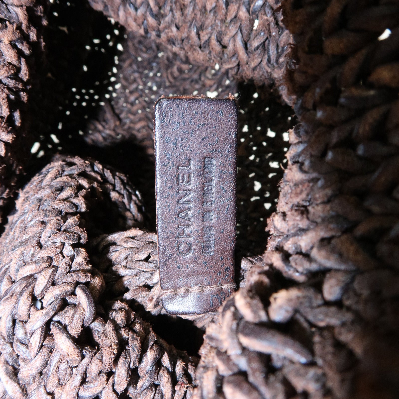 CHANEL Braided Leather Drawstring Shoulder Bag Brown