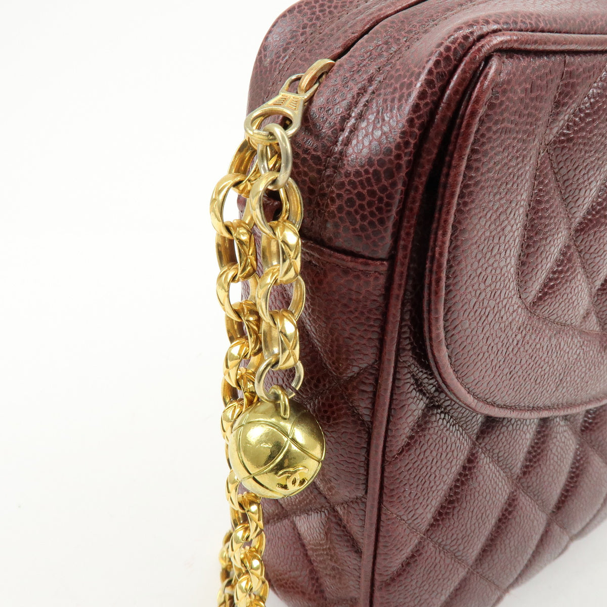 CHANEL Matelasse Diana Caviarskin Chain Shoulder Crossbody Bag Bordeaux