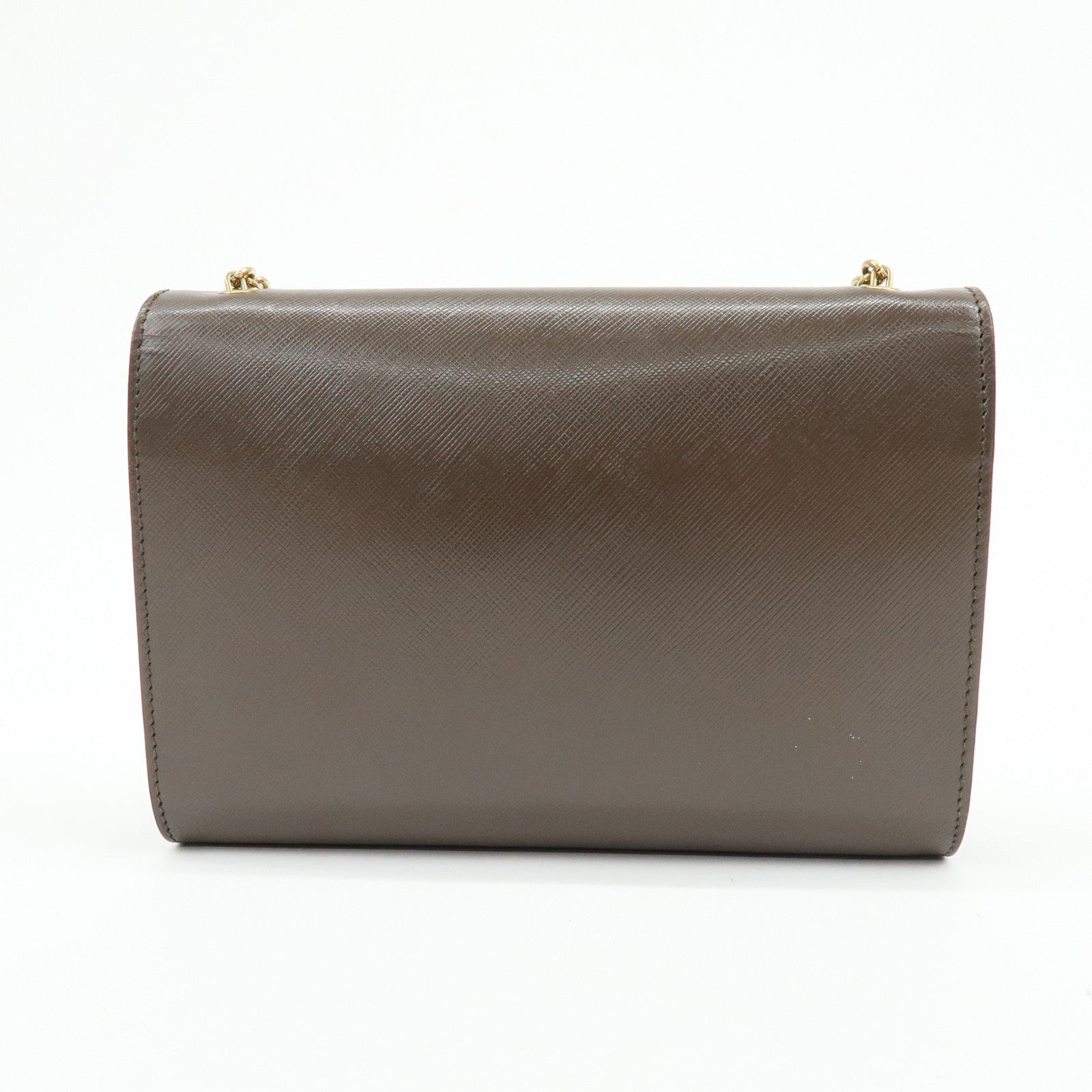 Ferragamo Vara Ribbon Embossed Leather Chain Shoulder Bag Brown