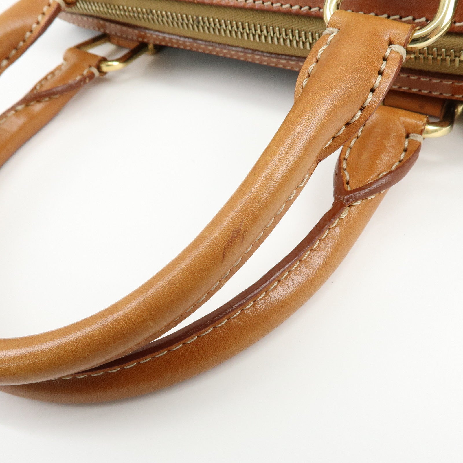 CELINE Macadam Logo PVC Leather 2Way Boston Bag Hand Bag Brown
