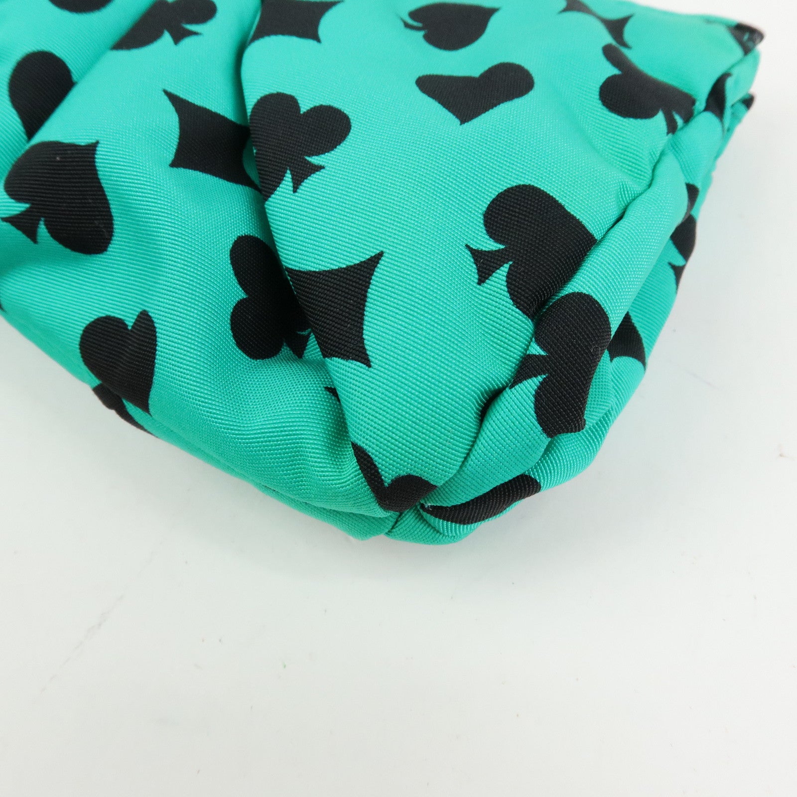 MIU MIU Nylon Playing Card Print Clutch Bag Cosmetic Pouch Green