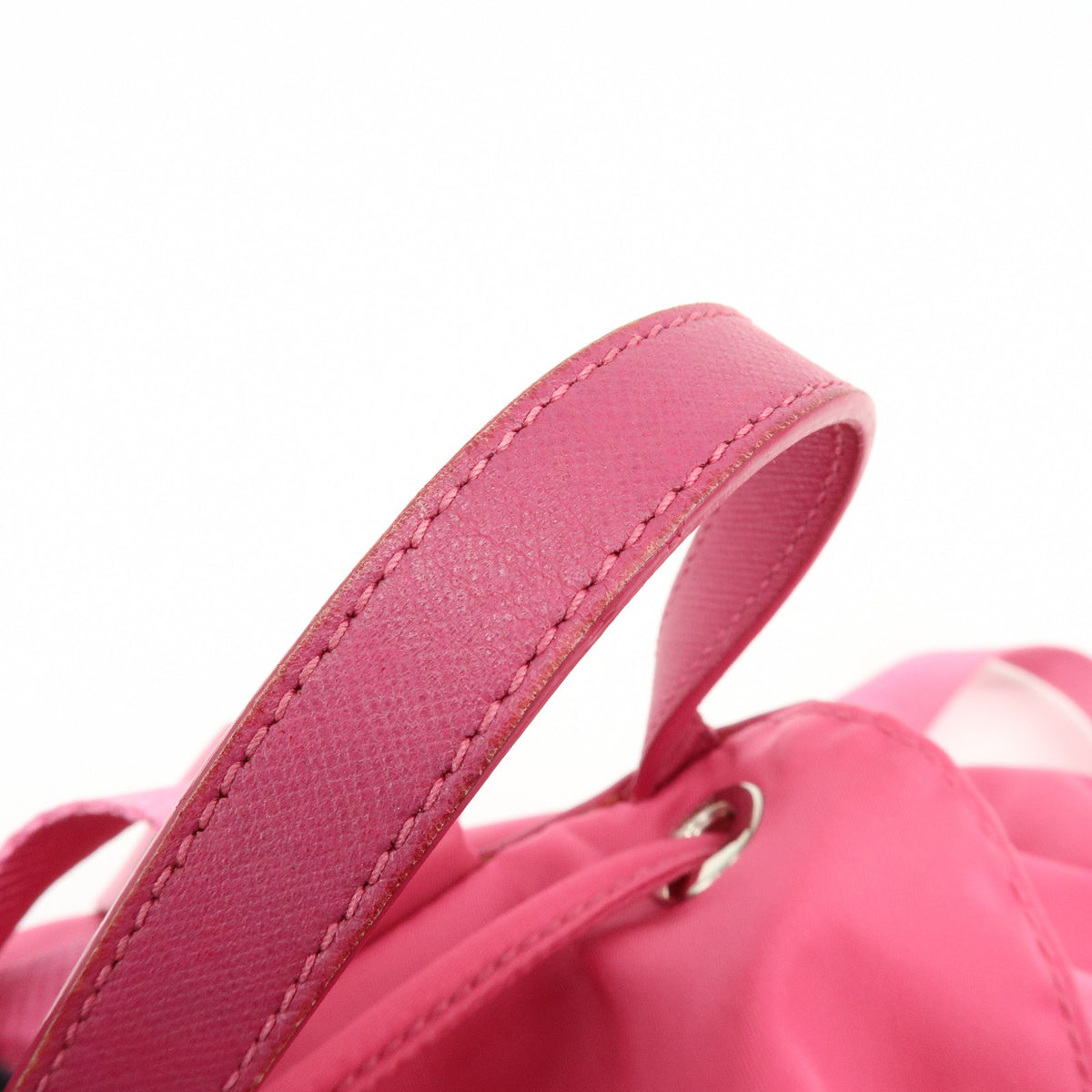 PRADA Triangle Log Nylon Leather Backpack Rucksack Pink BZ0032