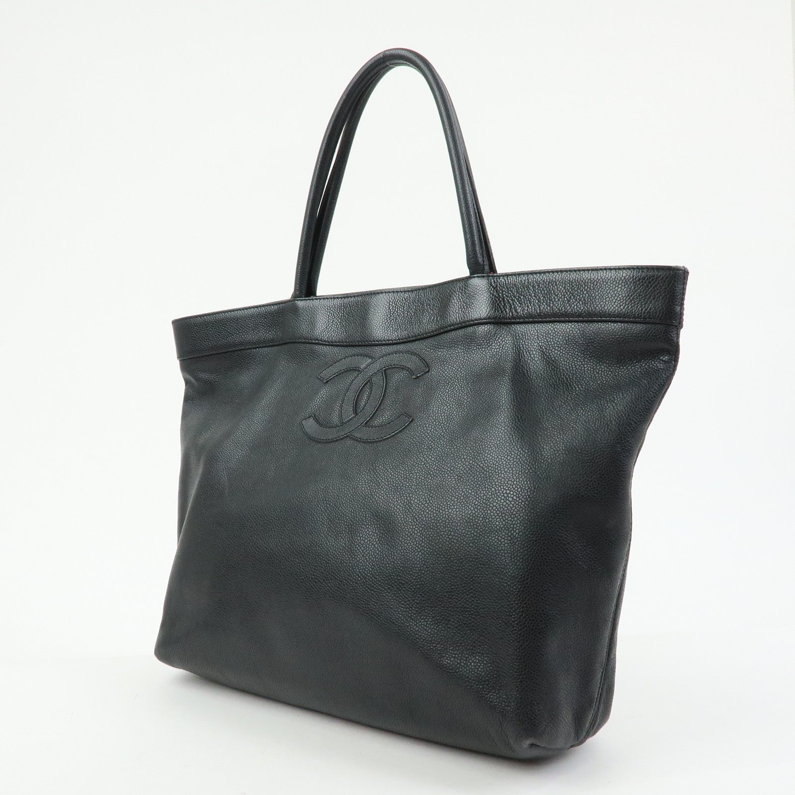 CHANEL COCO Mark Caviarskin Tote Bag Shoulder Bag Black