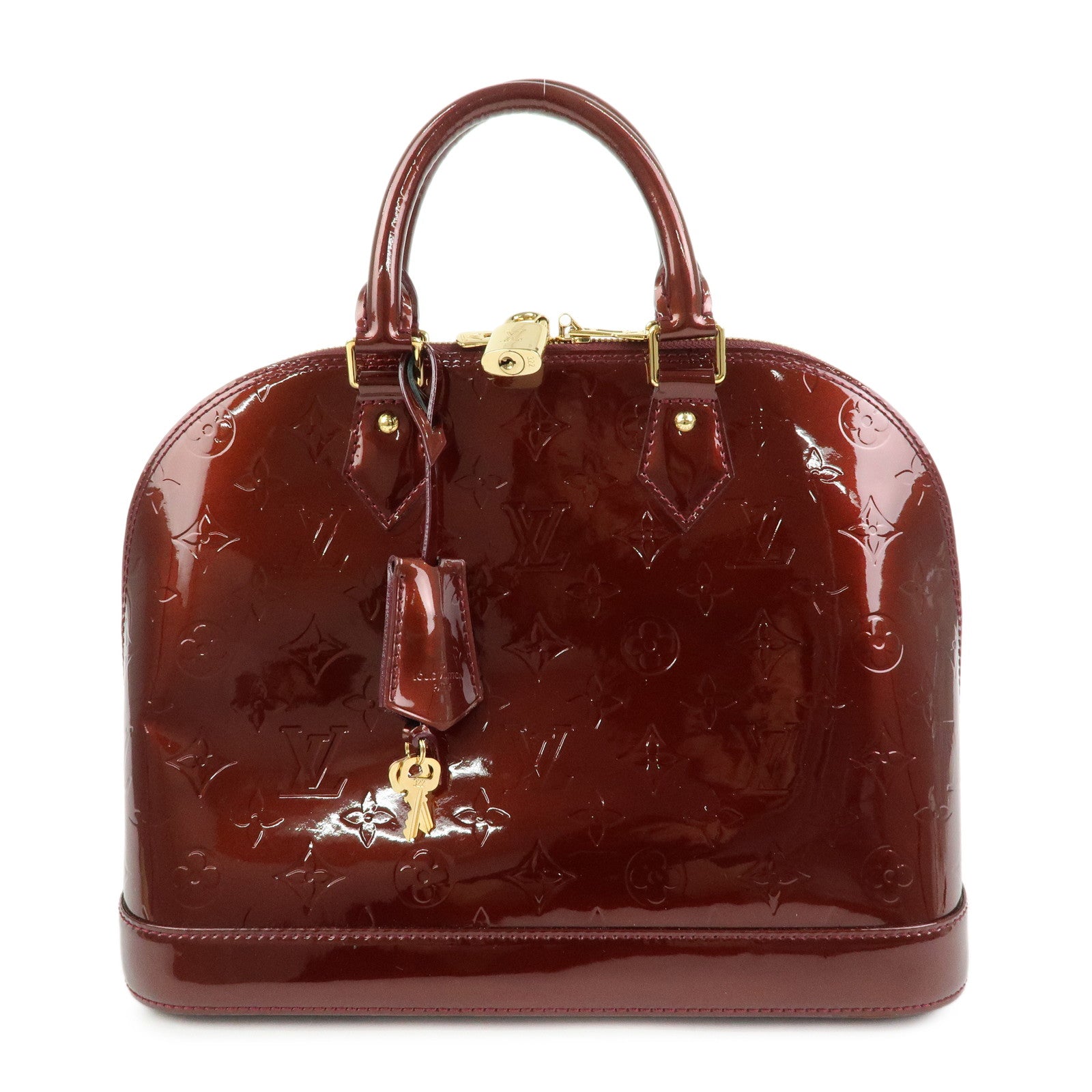 Louis Vuitton Monogram Vernis Alma PM Hand Bag Rouge Fauviste M91691