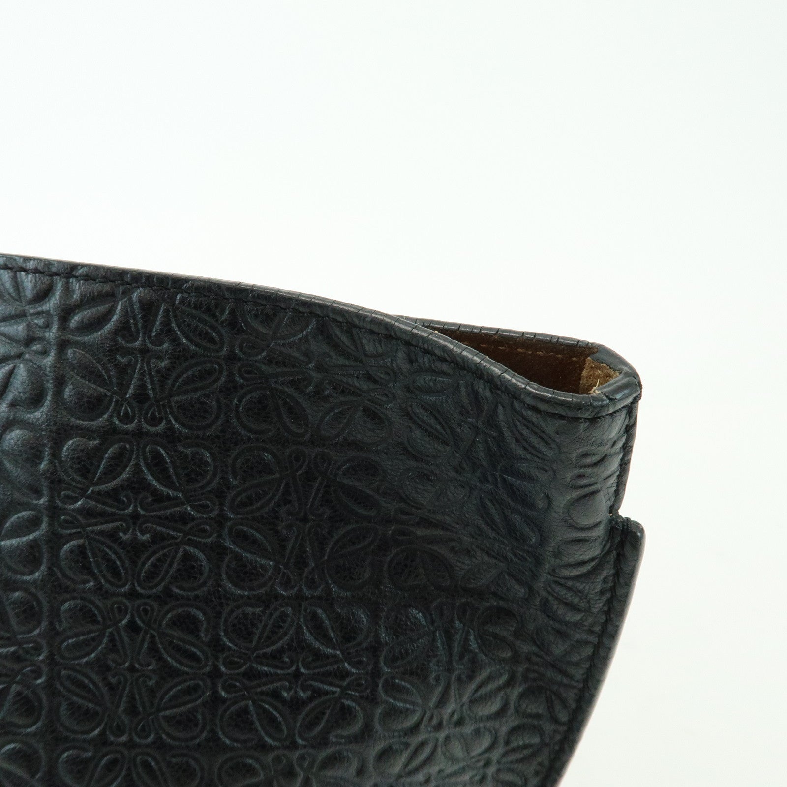 LOEWE Repeat Anagram Calf Leather T Shopper Tote Bag Shoulder Bag Black