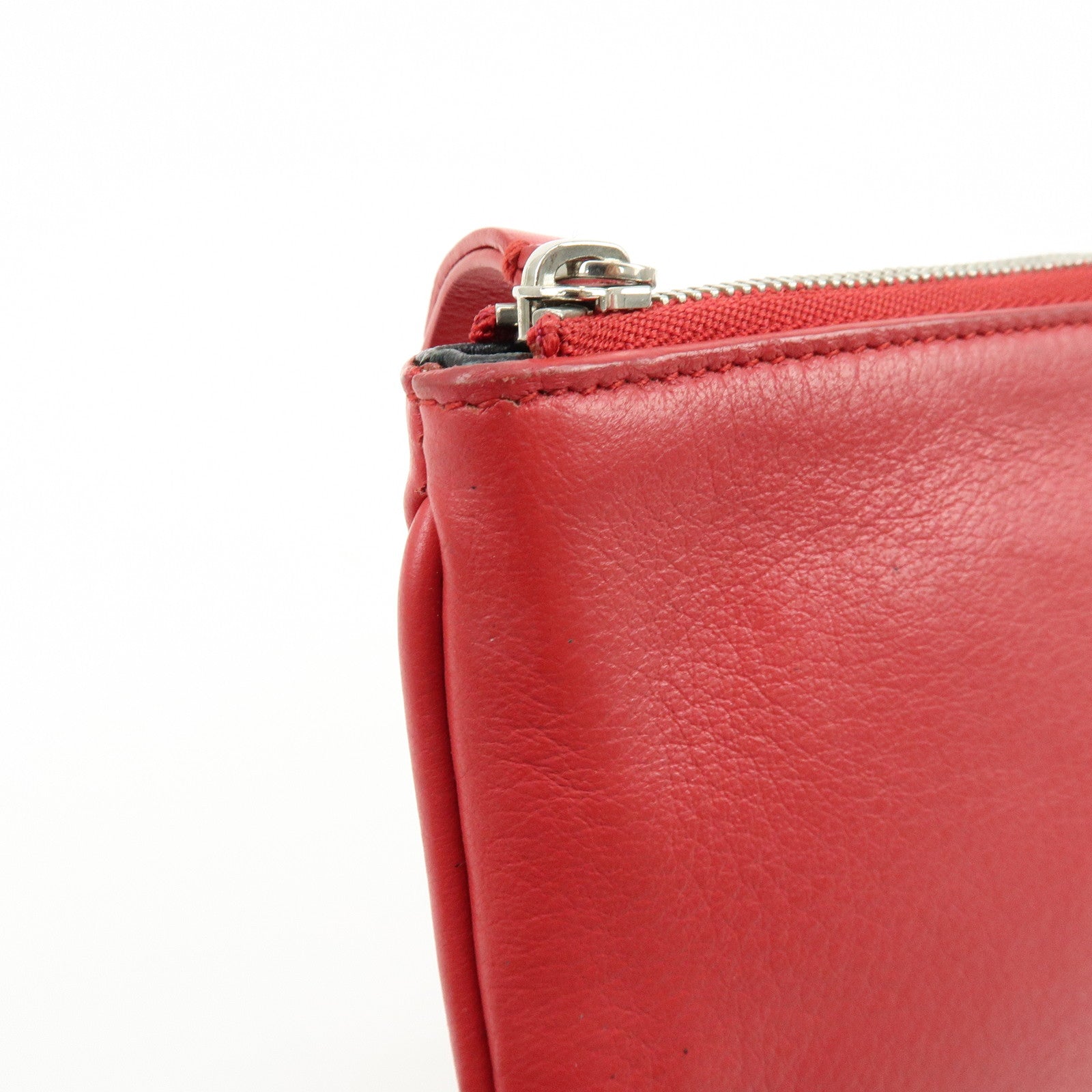 BALENCIAGA Leather Everyday Pouch Clutch Bag Flat Pouch Red 551992