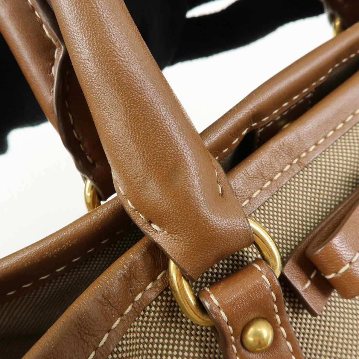 PRADA Triangle Logo Jacquard Canvas Leather 2Way Bag Tote Bag BN1841