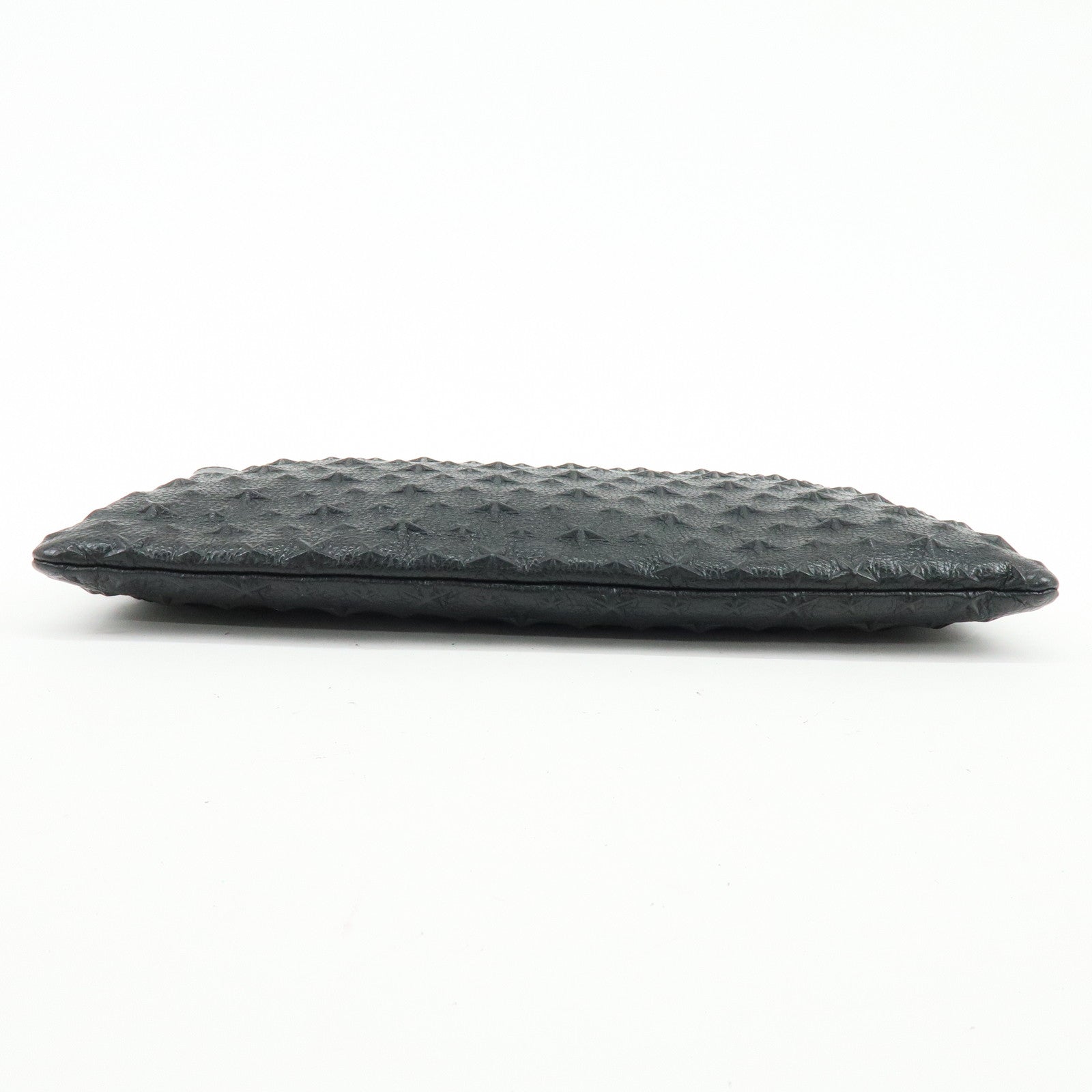 JIMMY CHOO Leather Clutch Bag Pouch Star Embossed Studs Black