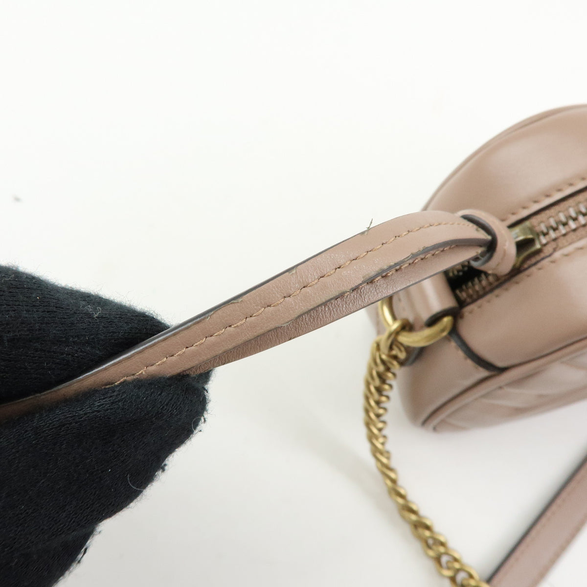 GUCCI GG Marmont Double G Leather Chain Shoulder Bag Pink 448065