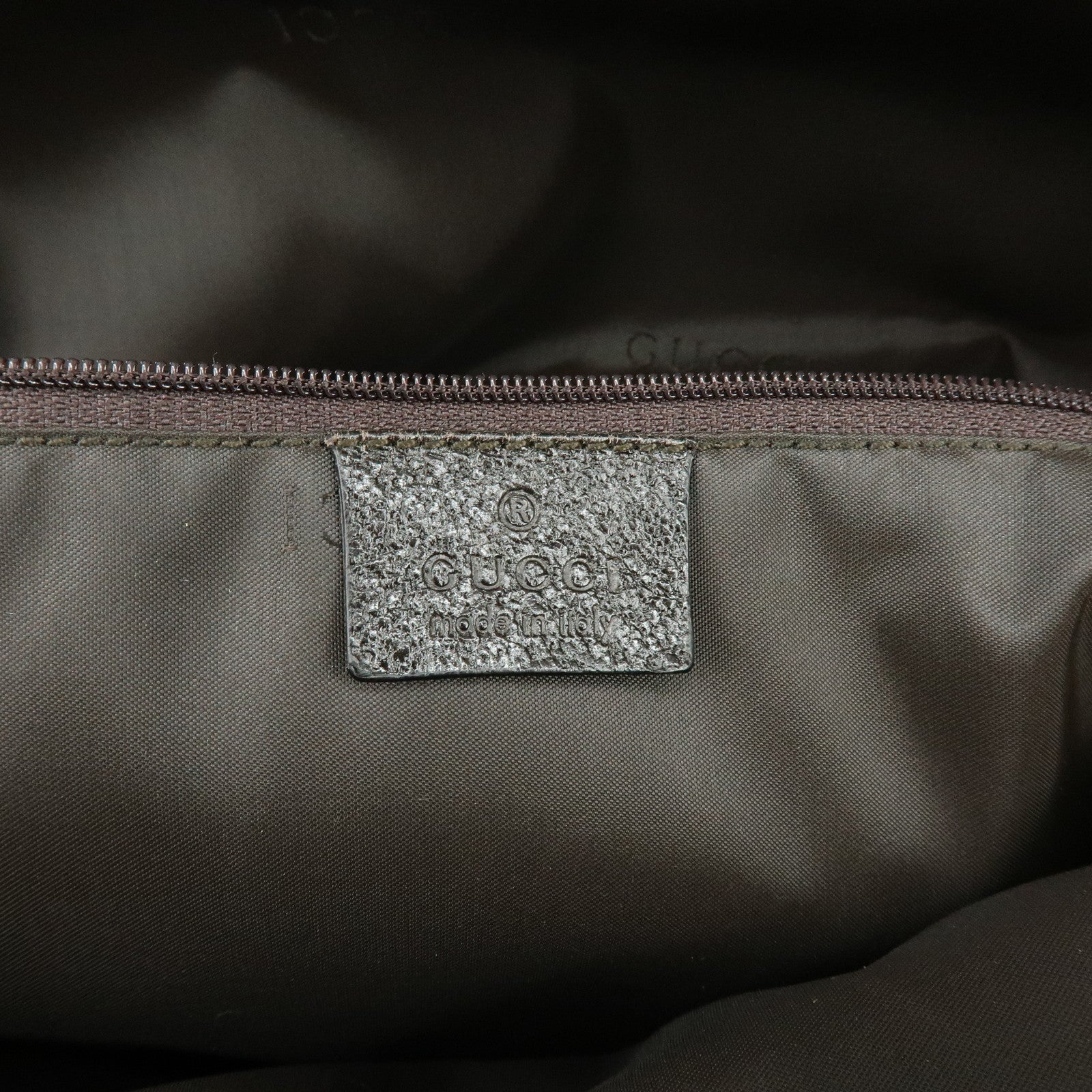 GUCCI Jackie Nylon Leather Shoulder Bag Dark Brown 001 3348