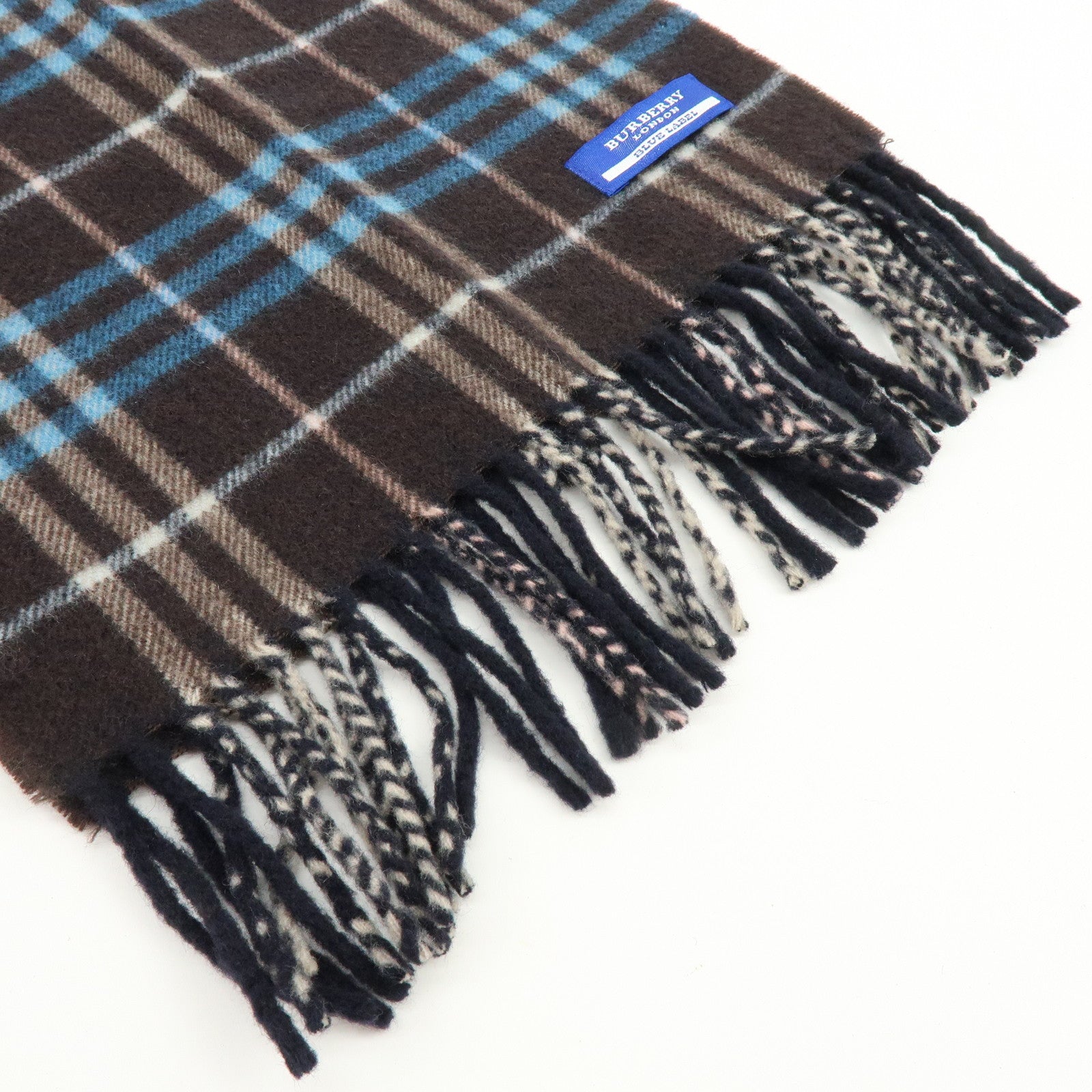 BURBERRY BLUE LABEL Wool 100% Scarf Dark Brown Blue