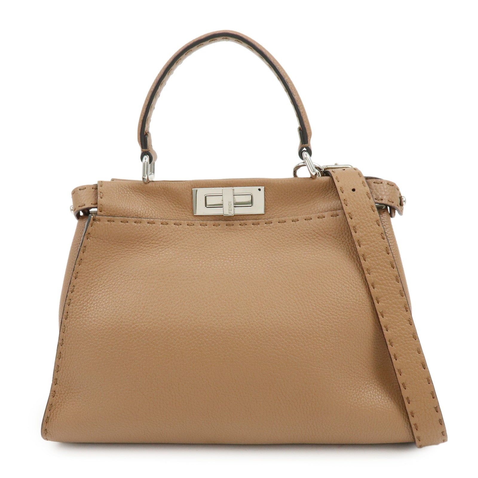 FENDI Selleria Peekaboo Medium Leather 2Way Hand Shoulder Bag 8BN290
