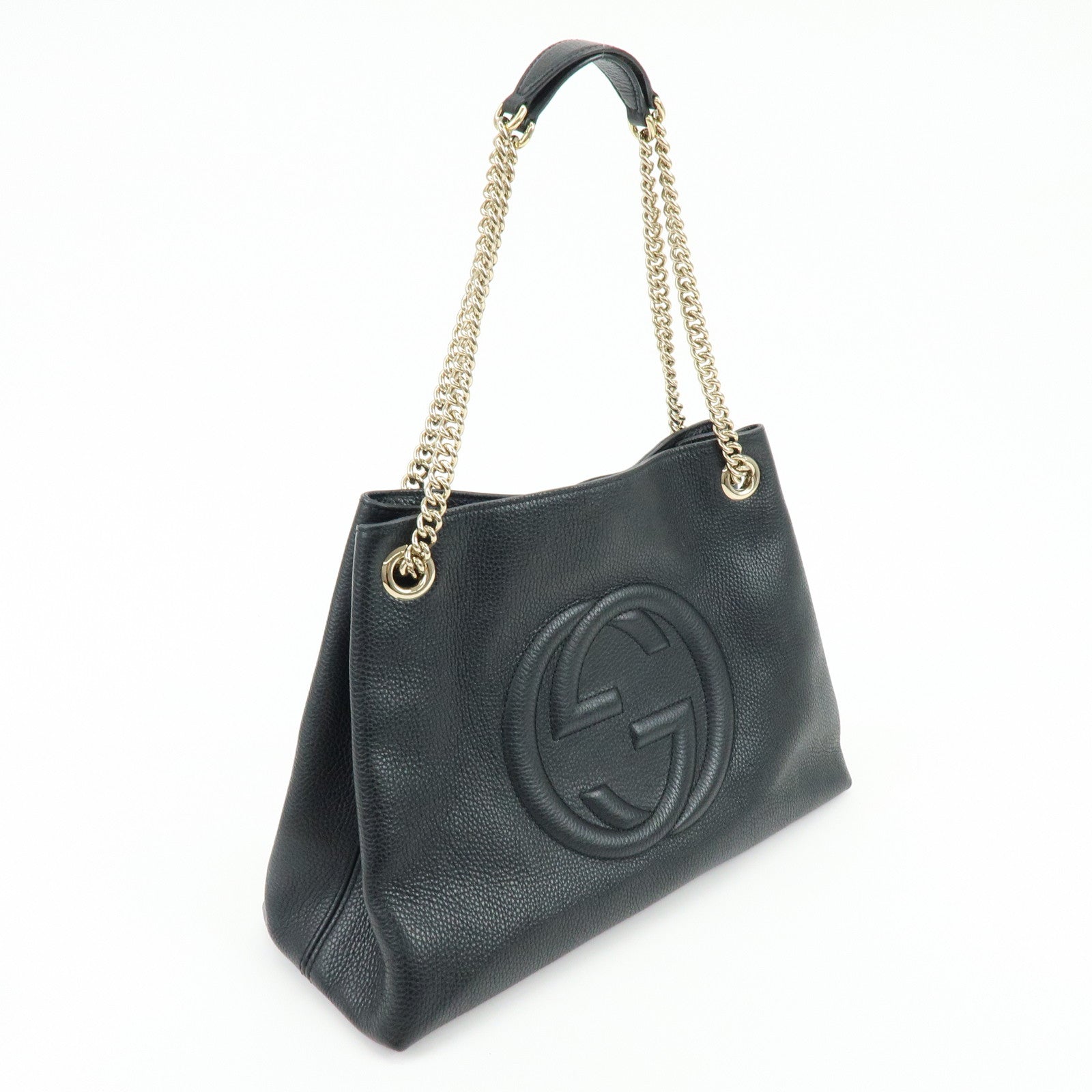 GUCCI SOHO Interlocking G Chain Shoulder Bag Tote Bag Black 536196