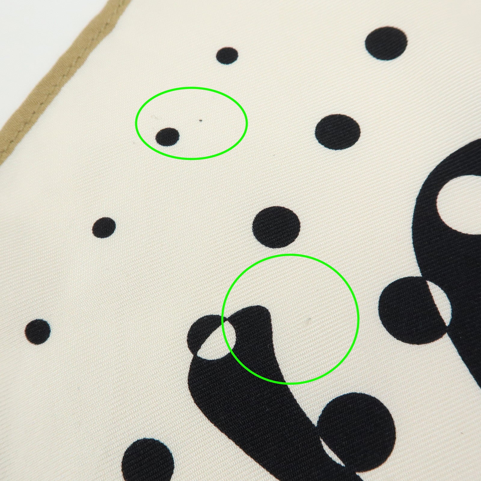 CHANEL COCO Mark Silk 100% Scarf Dot Pattern Clover Ivory Black