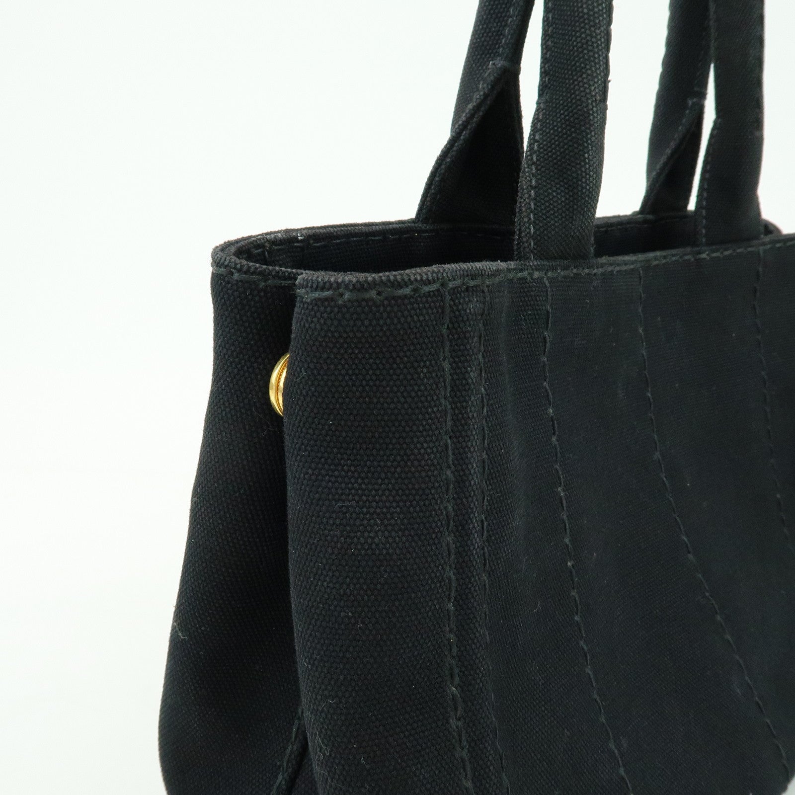 PRADA Canapa Mini Canvas 2Way Bag Hand Bag Black 1BG439
