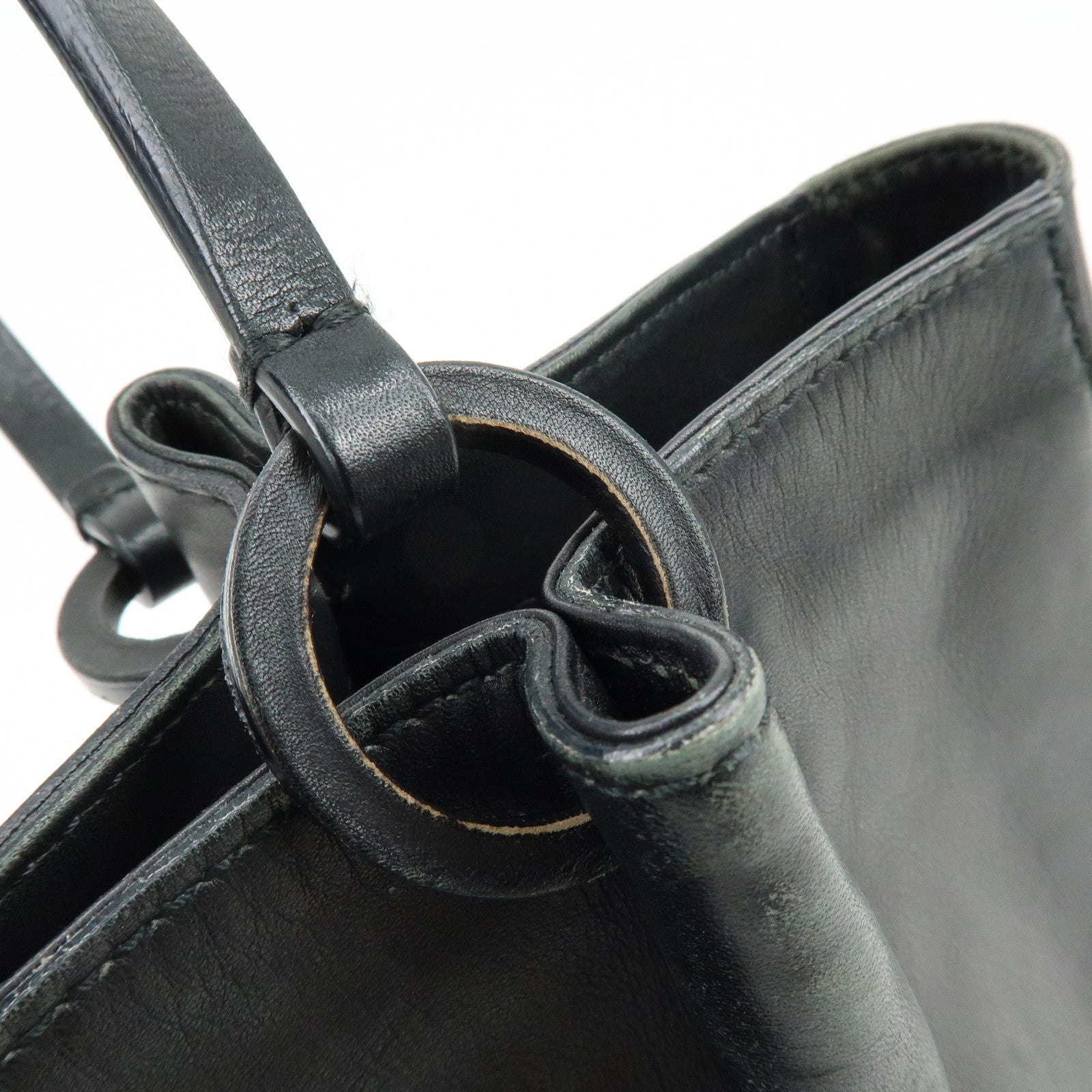 GUCCI Leather Tote Bag Shoulder Bag Hand Bag Black 94898