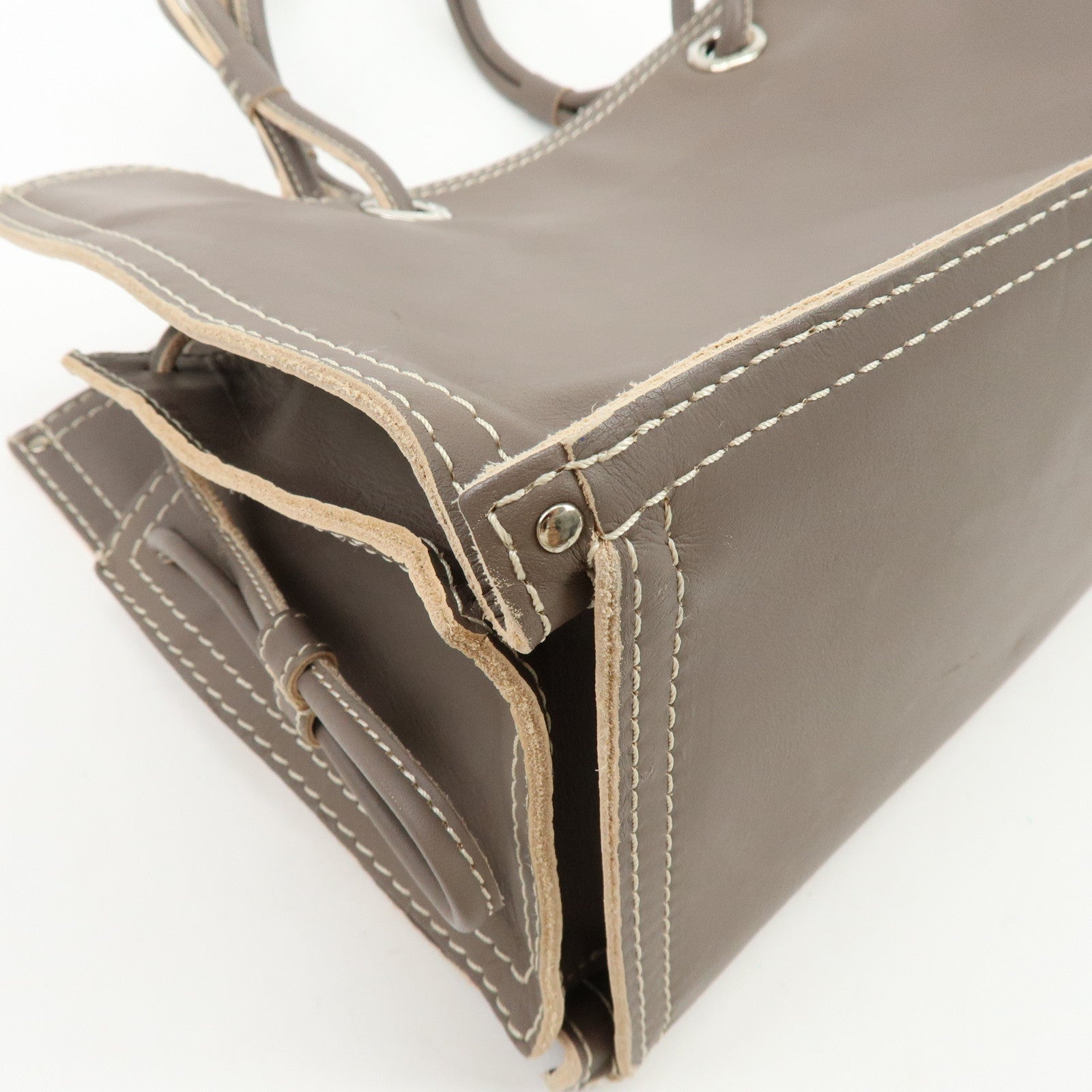LOEWE Anagram Perforated Shopper Tote Bag Leather Shoulder Bag Brown