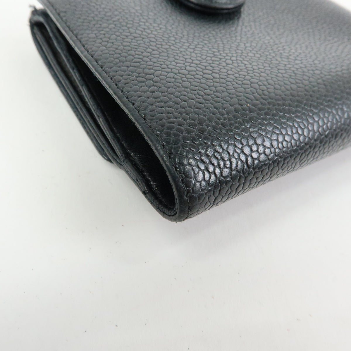 CHANEL COCO Mark Caviarskin Compact W Hook Wallet Black