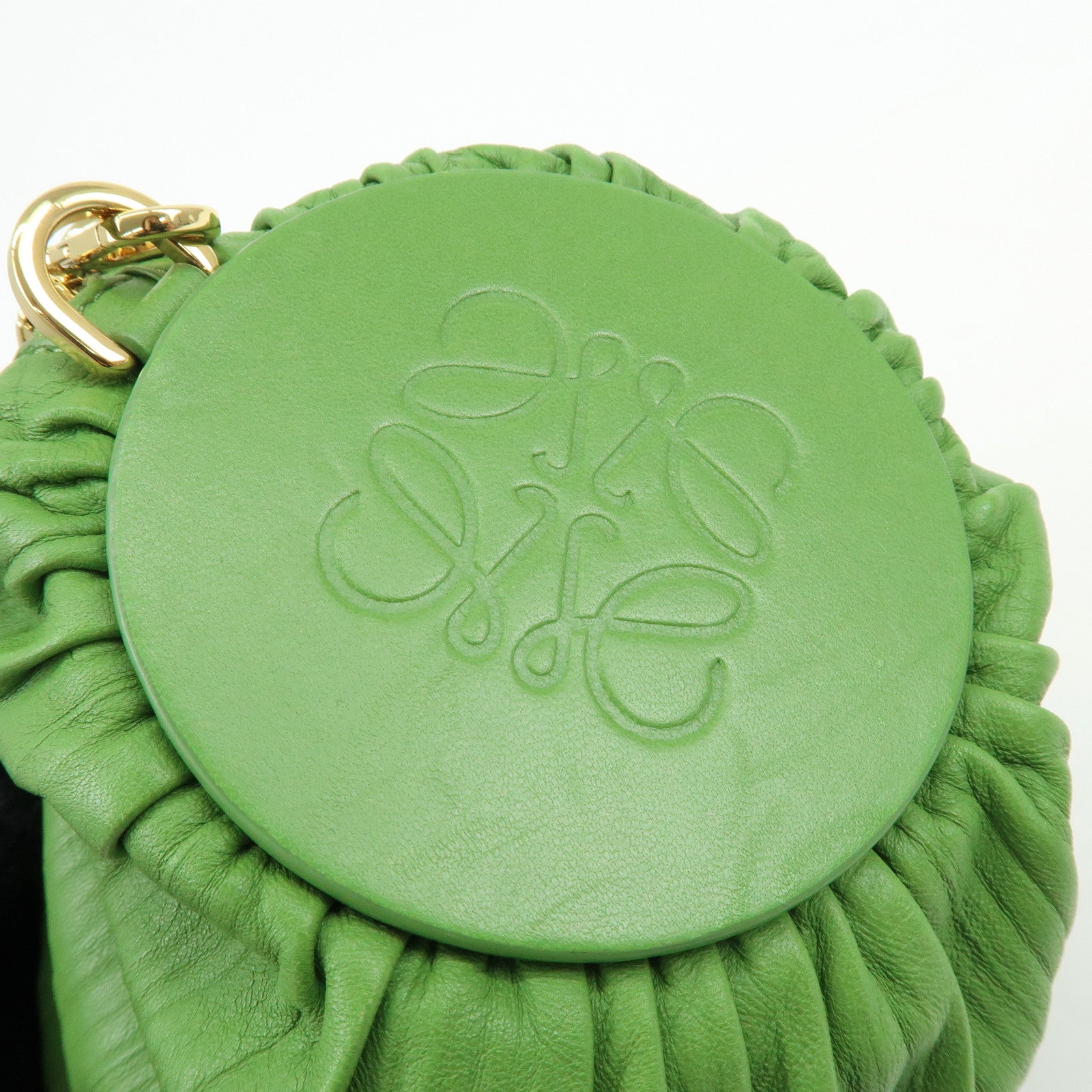 LOEWE Anagram Nappa Leather Shoulder Bag Bracelet Pouch Green