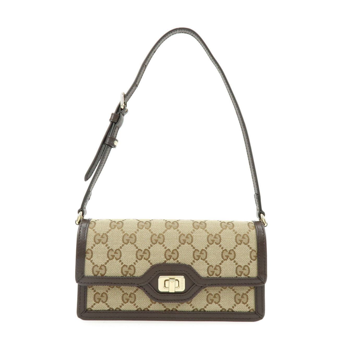 GUCCI Luce GG Canvas Leather Mini Shoulder Bag Beige Brown 790038
