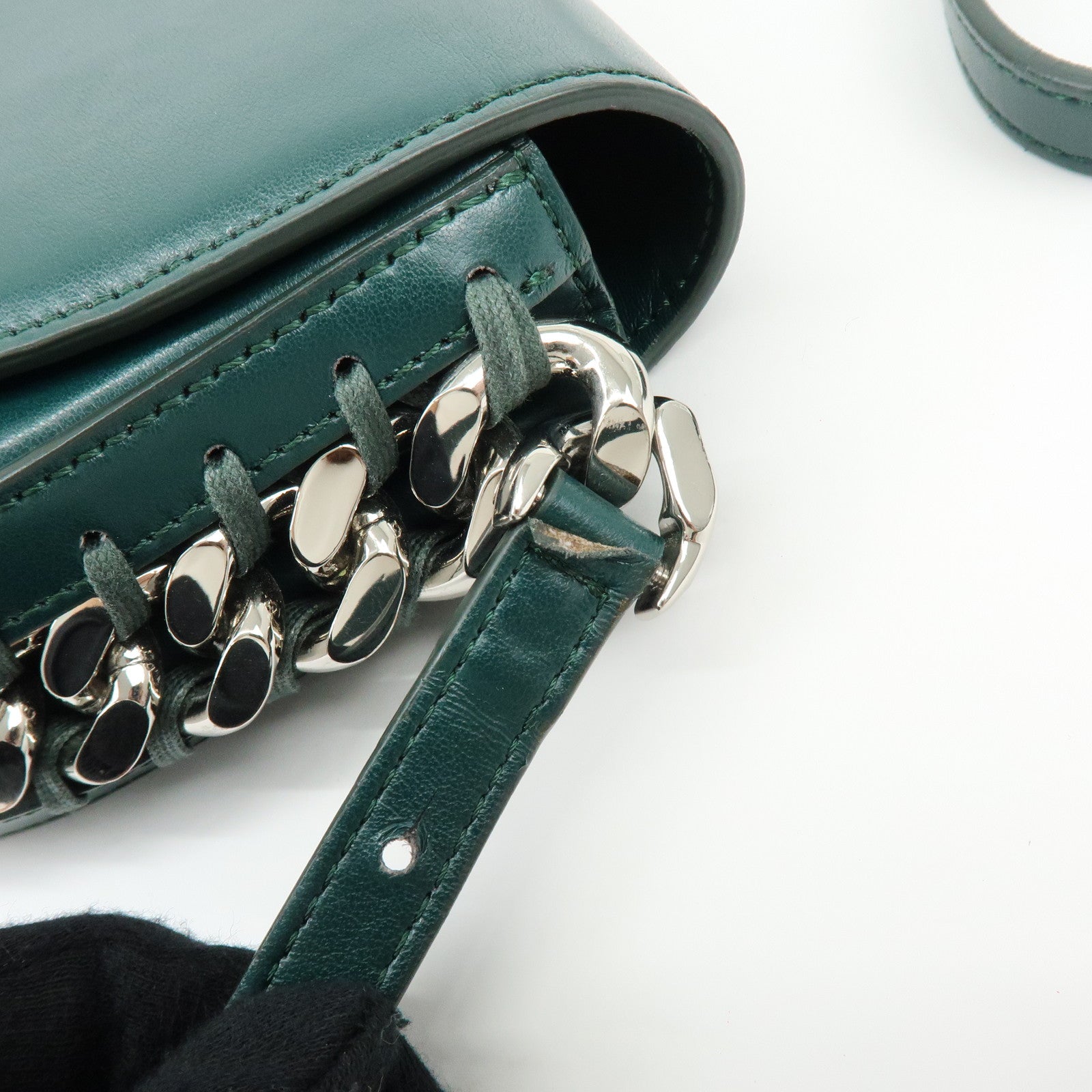 STELLA MCCARTNEY Frayme Medium Faux Leather Shoulder Bag Green