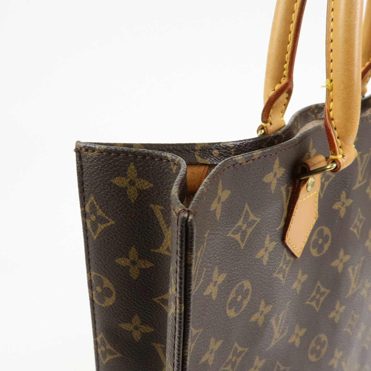 Louis Vuitton Monogram Sac Plat Tote Bag Hand Bag Brown M51140
