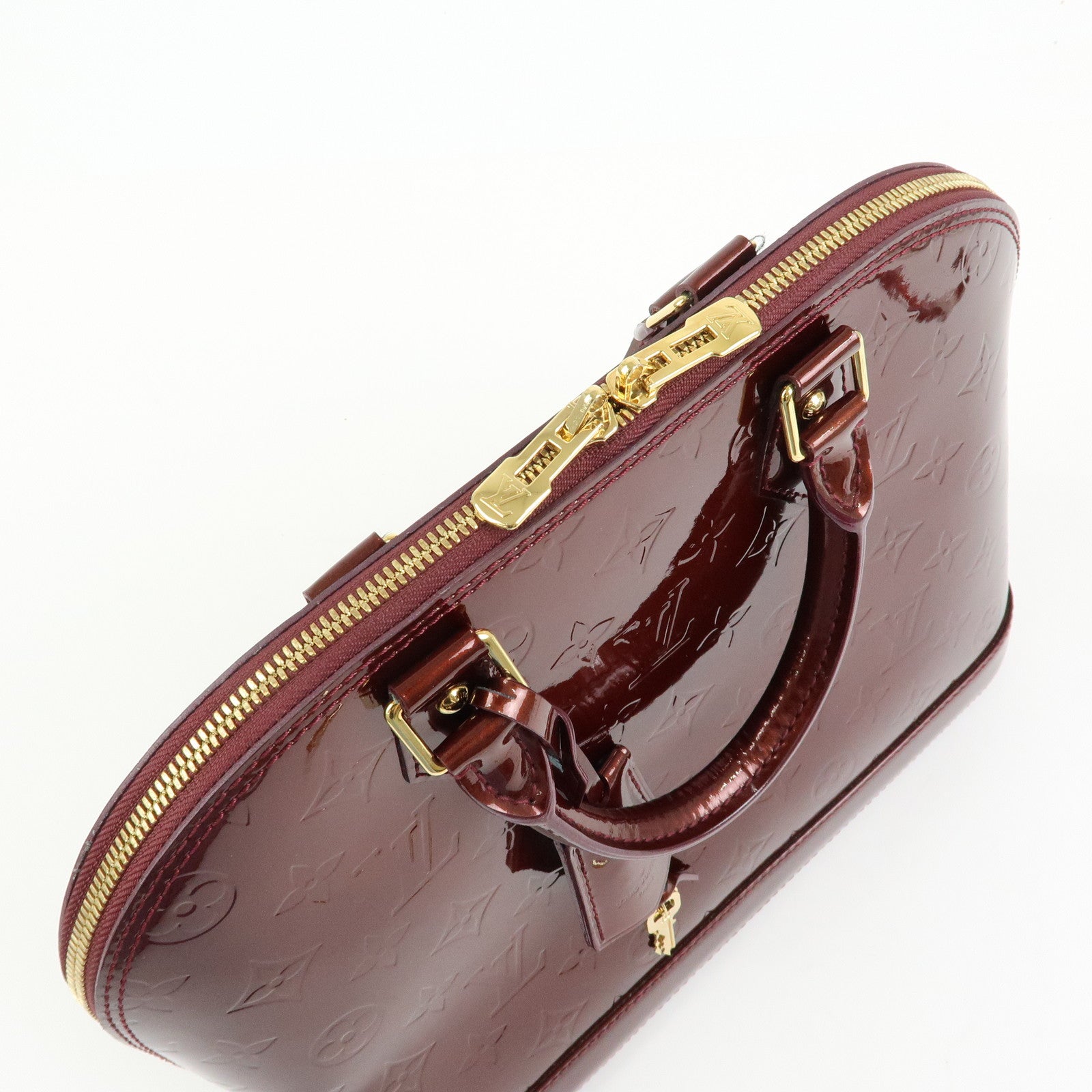 Louis Vuitton Monogram Vernis Alma PM Hand Bag Rouge Fauviste M91691