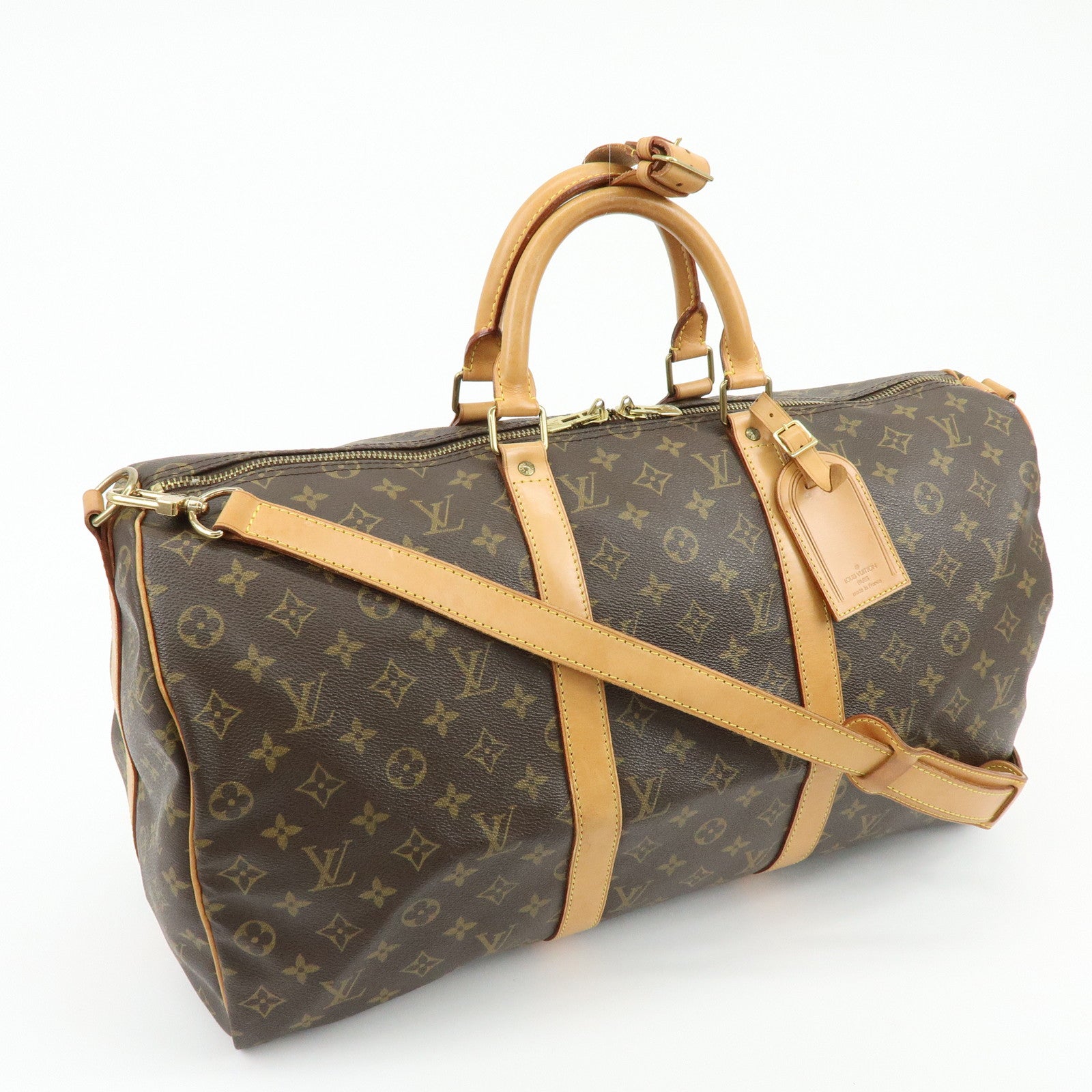 Louis Vuitton Monogram Keep All Bandouliere 50 Boston Bag Brown M41416