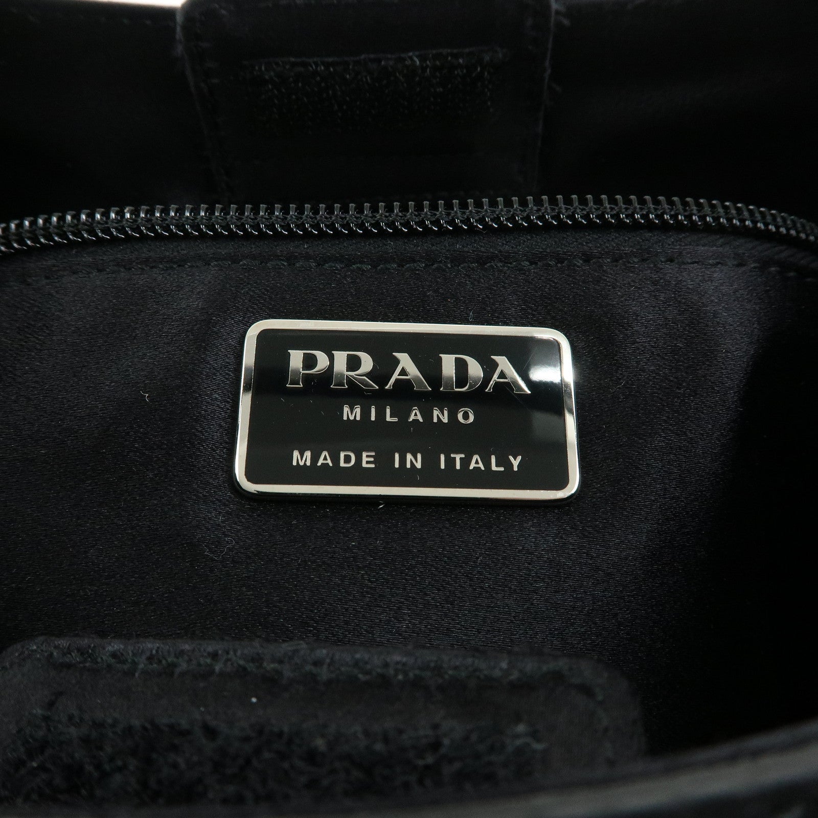 PRADA Triangle Logo Unborn Calf Shoulder Bag Black B8456