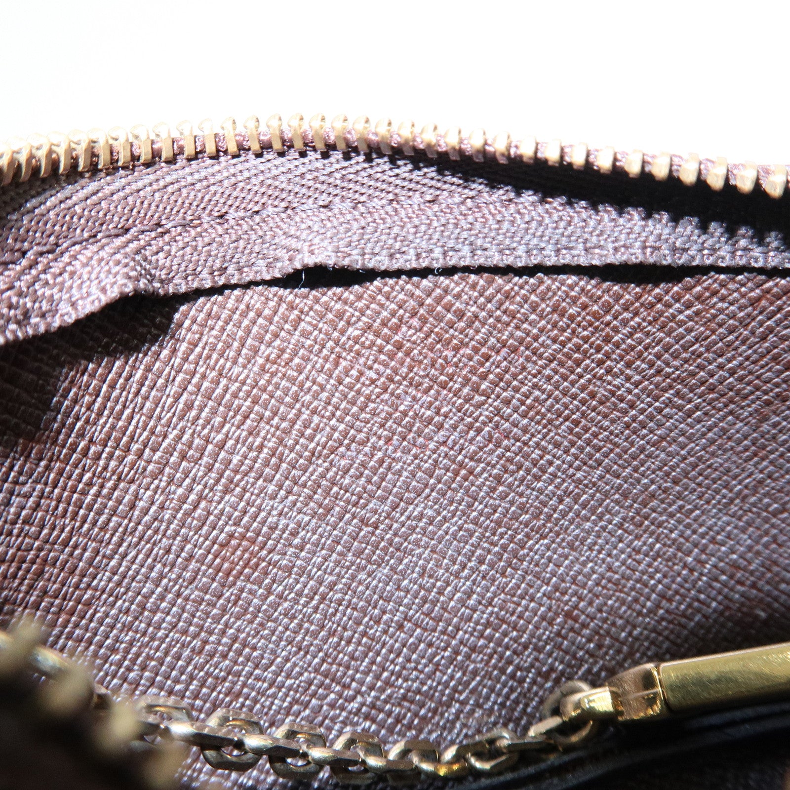 Louis Vuitton Damier Canvas Pochette Cles Coin Case Brown Ebene N62658