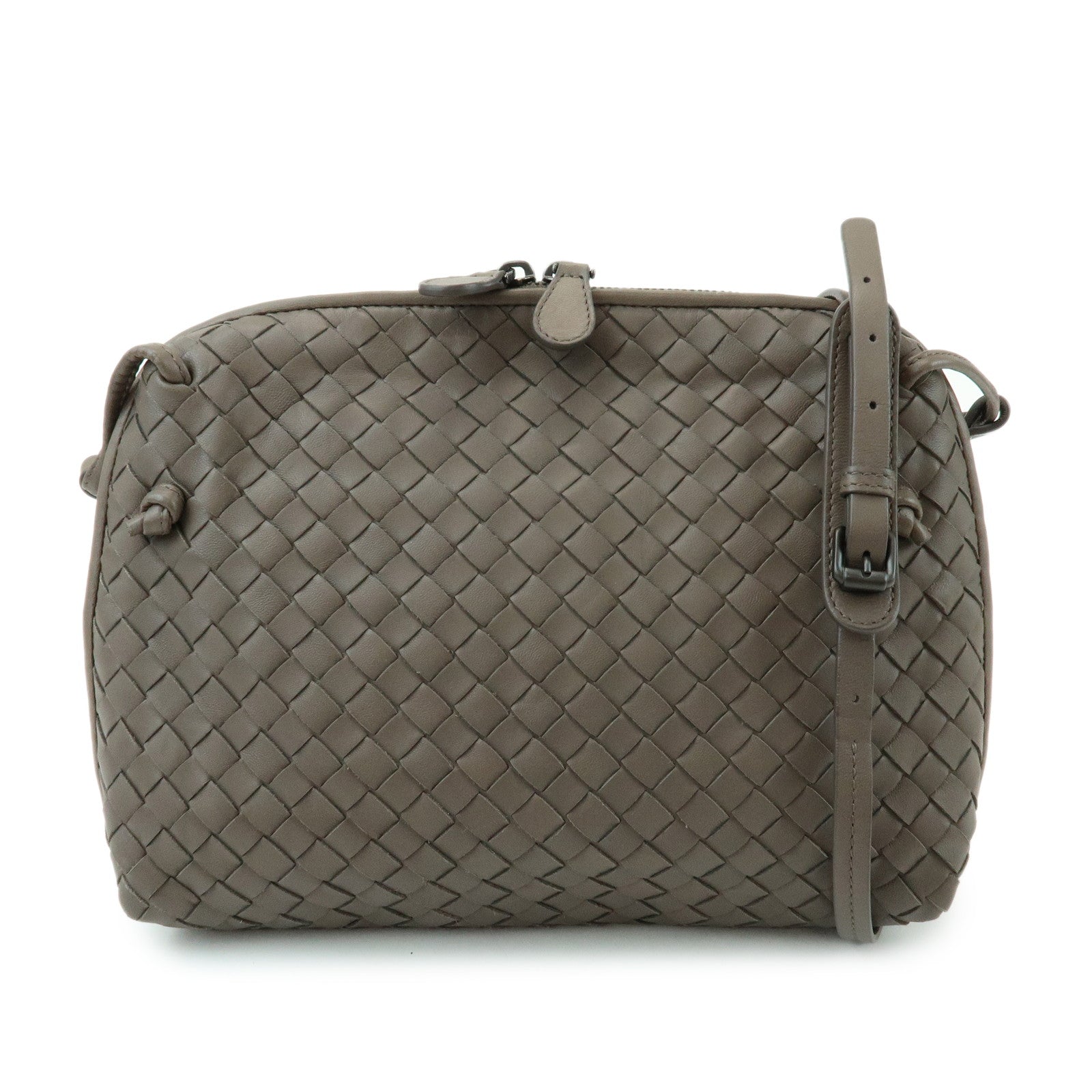 BOTTEGA VENETA Intrecciato Nodini Leather Shoulder Bag Brown