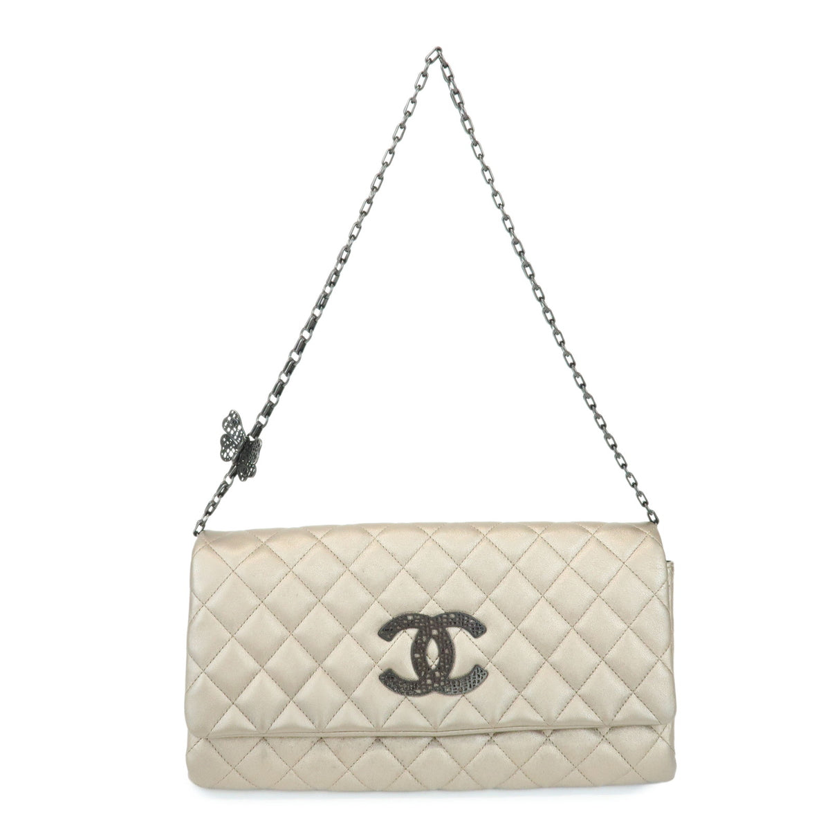 CHANEL Matelasse COCO Mark Leather Chain Shoulder Bag Bronze