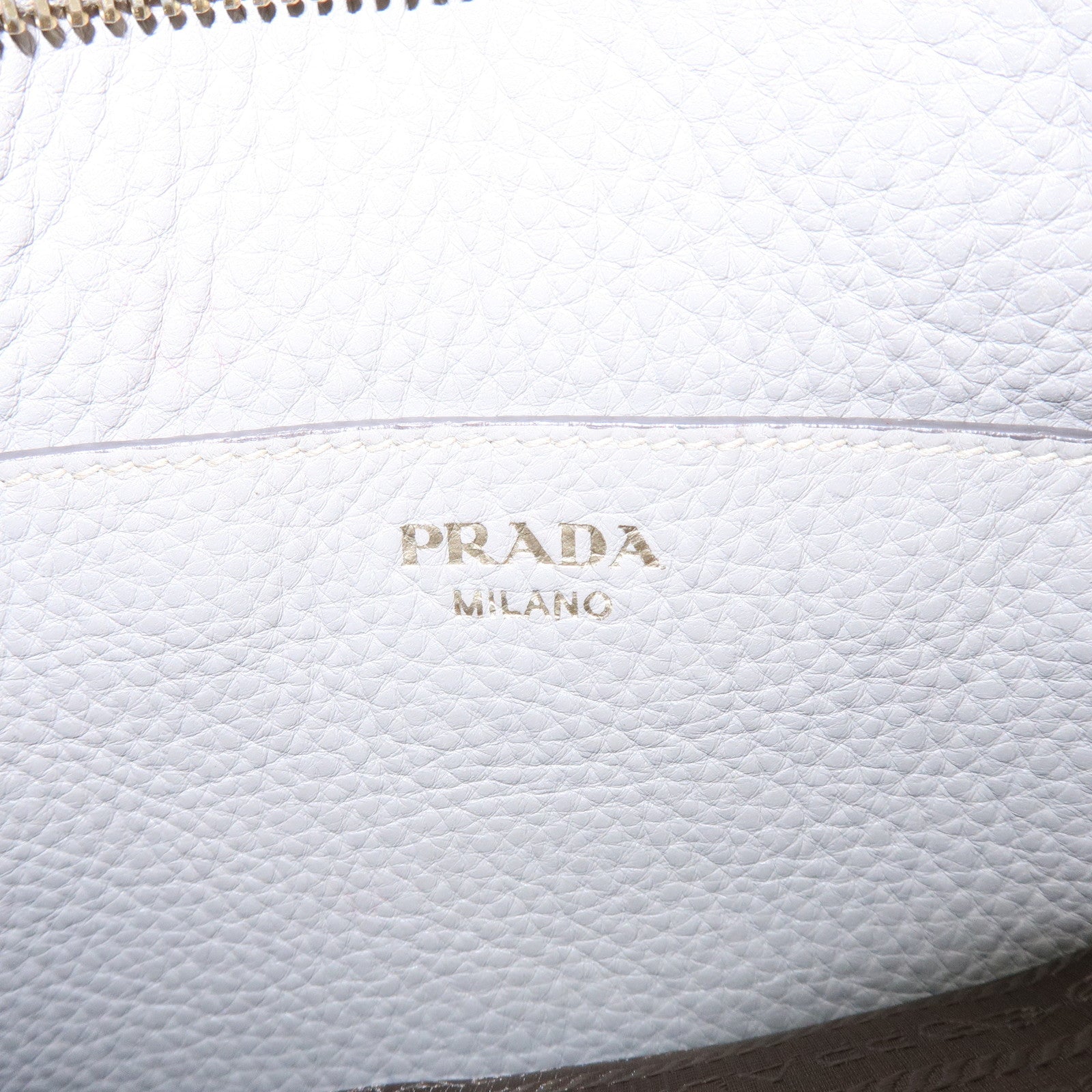 PRADA Logo Leather Shoulder Bag Crossbody Bag Beige 1BH046