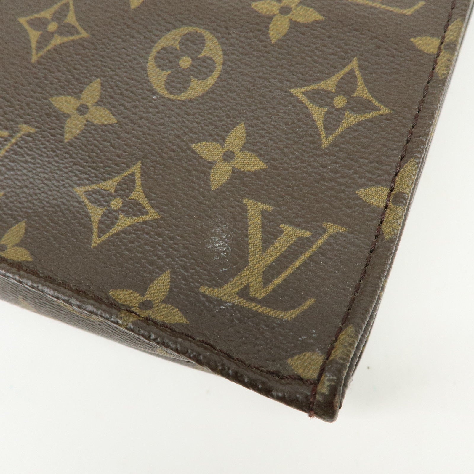 Louis Vuitton Monogram Sac Plat Tote Bag Hand Bag Brown M51140