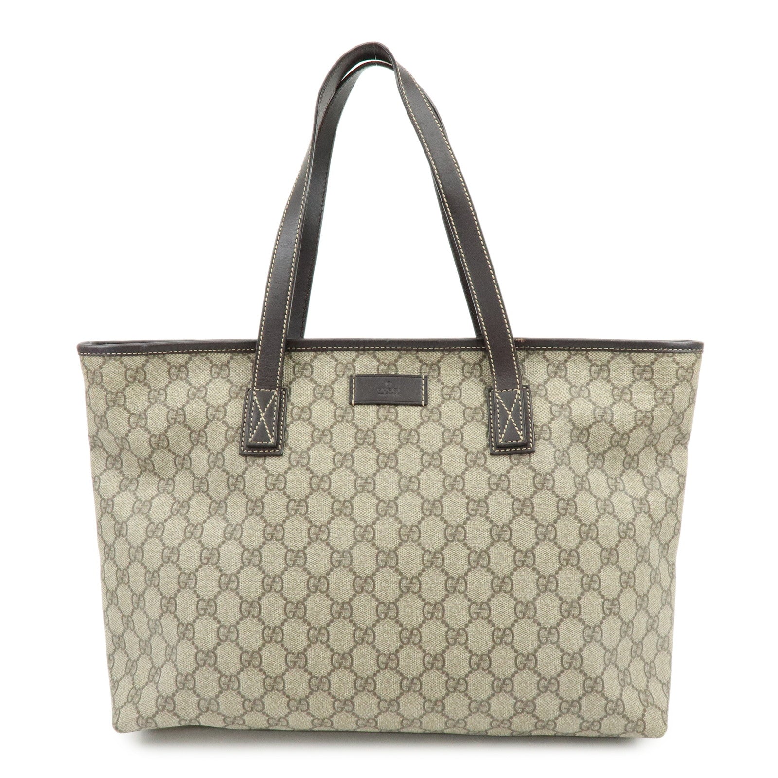GUCCI GG Supreme Leather Tote Bag Shoulder Bag Hand Bag Beige