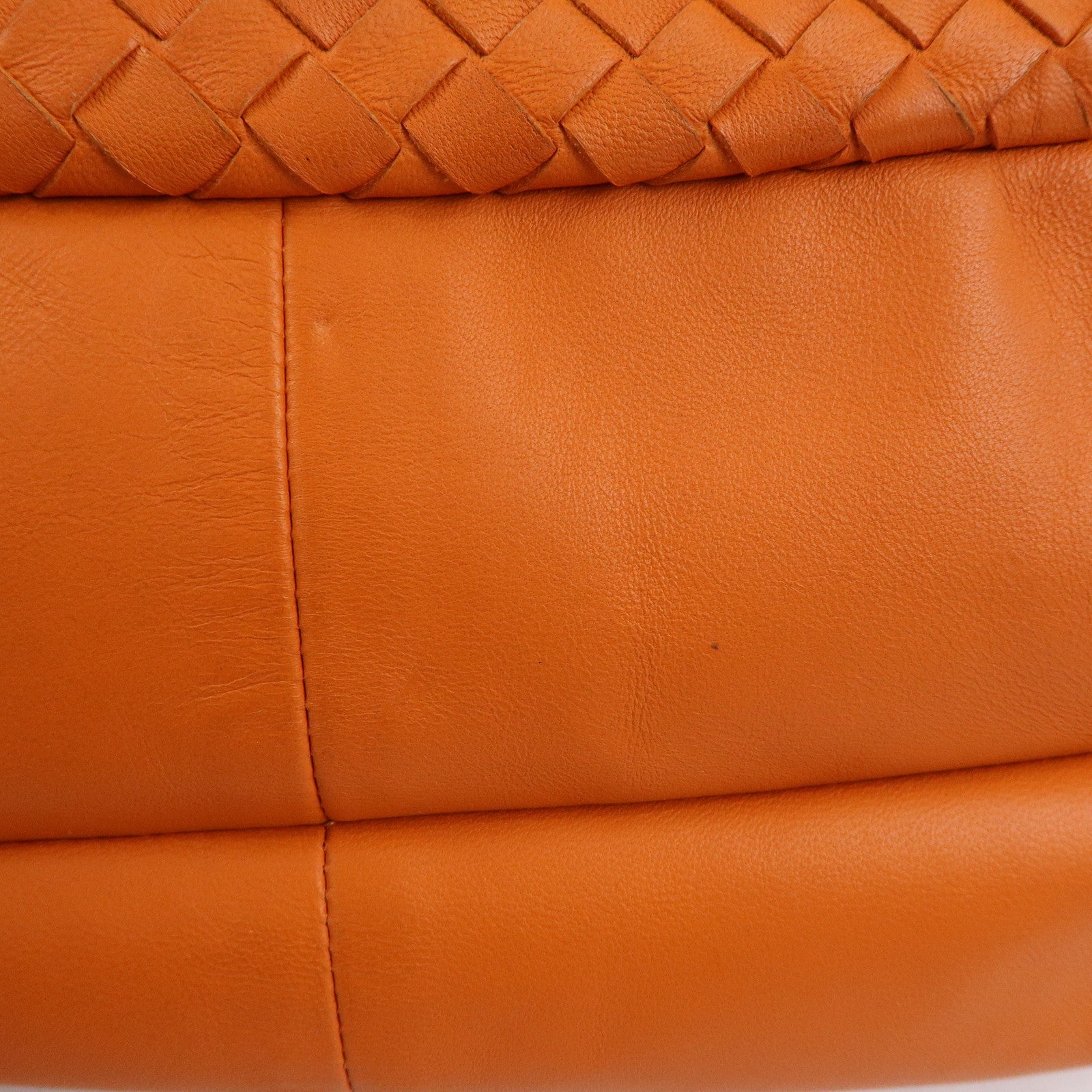 BOTTEGA VENETA Intrecciato Campana Leather Shoulder Bag Orange