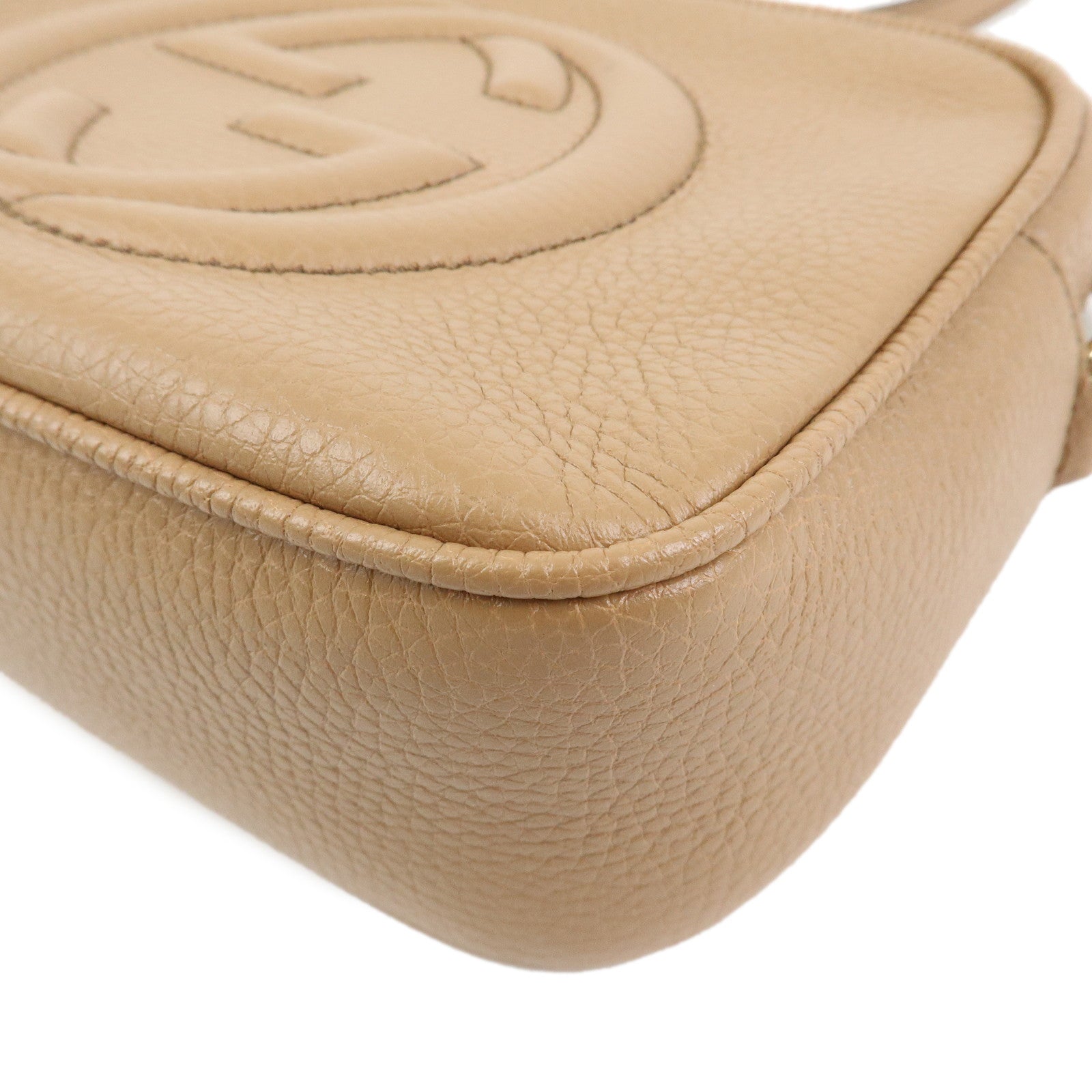 GUCCI SOHO Interlocking G Leather Small Disco Shoulder Bag Beige 308364