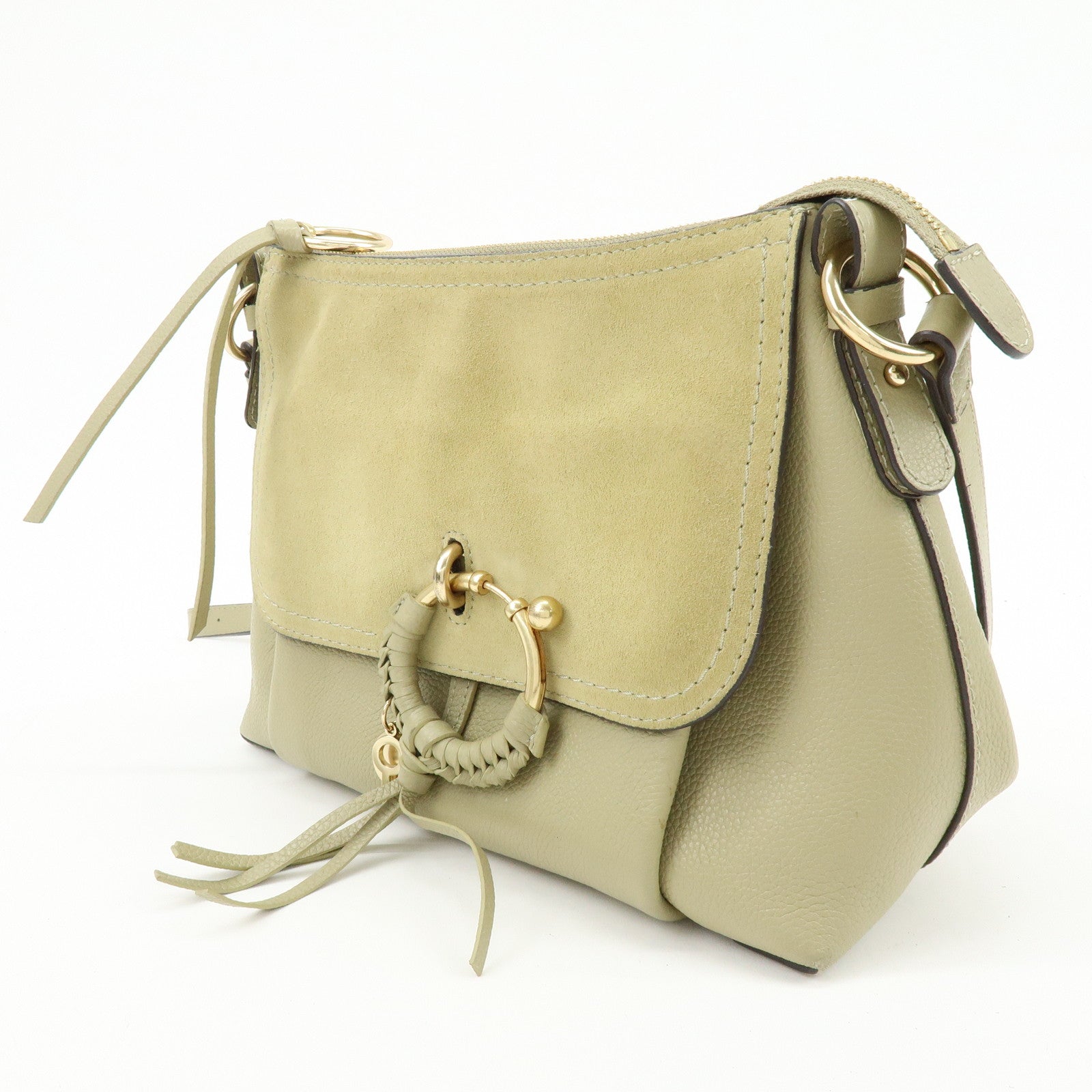 Chloe See by Chloe Joan Leather Suede 2Way Hand Bag Shoulder Bag Beige