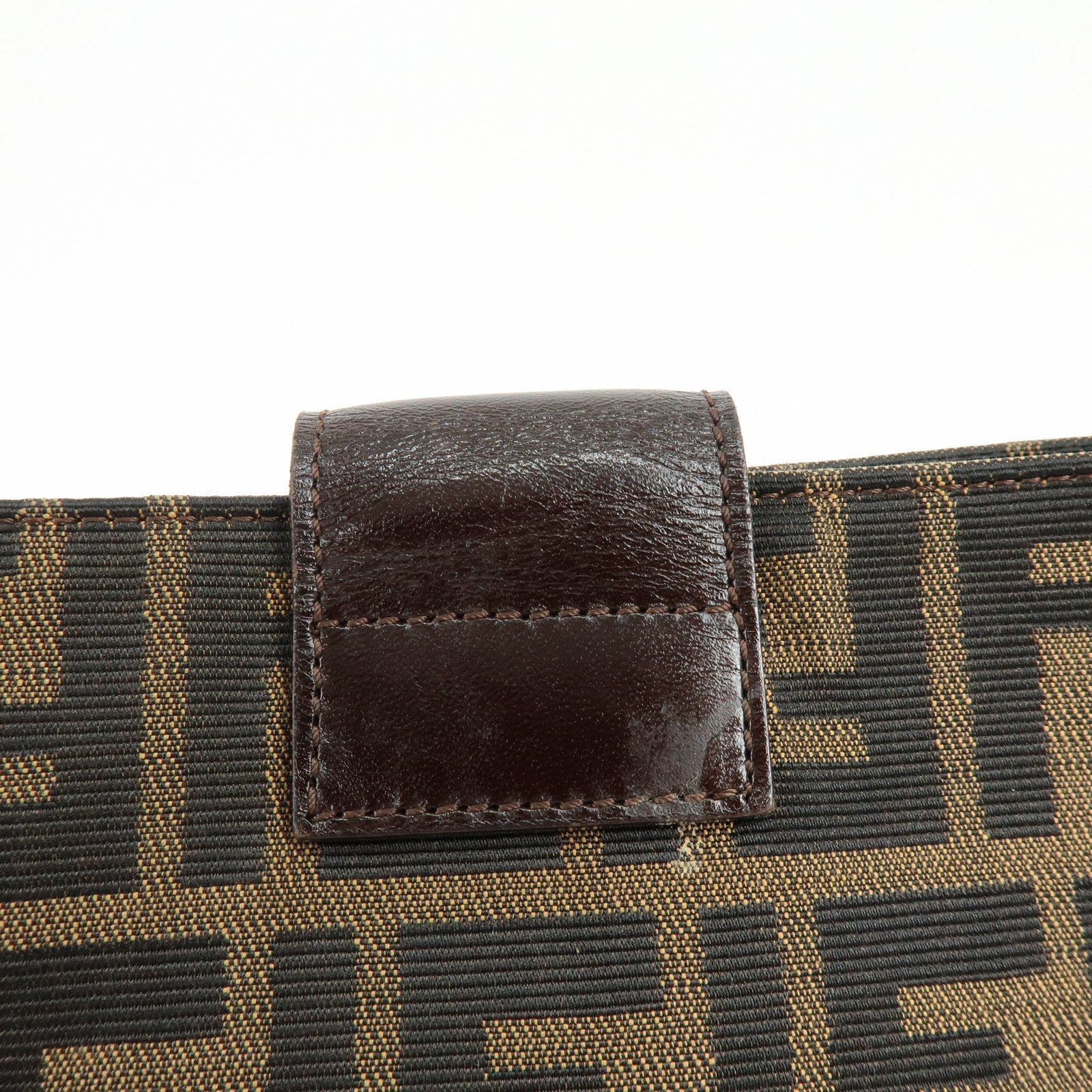 FENDI Zucca Canvas Leather Shoulder Bag Brown Black 26727