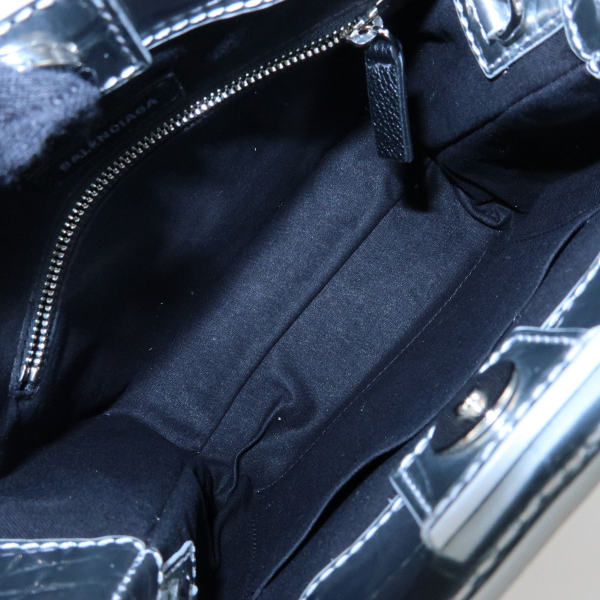 BALENCIAGA THE SHOPPING Leather 2Way Tote Hand Bag XXS Silver 597858