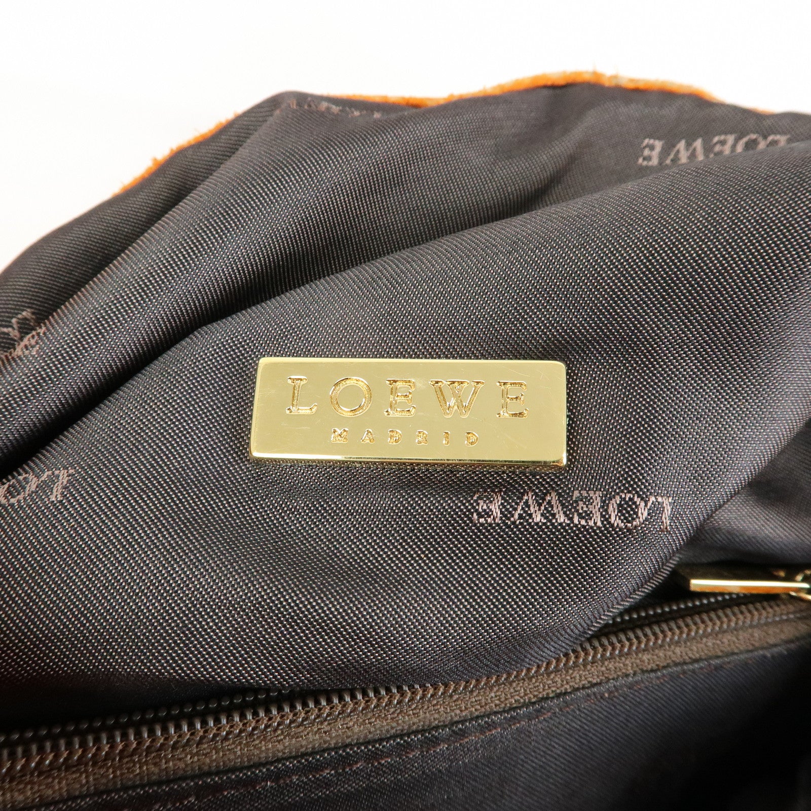 LOEWE Logo Suede Shoulder Bag Tote Bag Hand Bag Orange