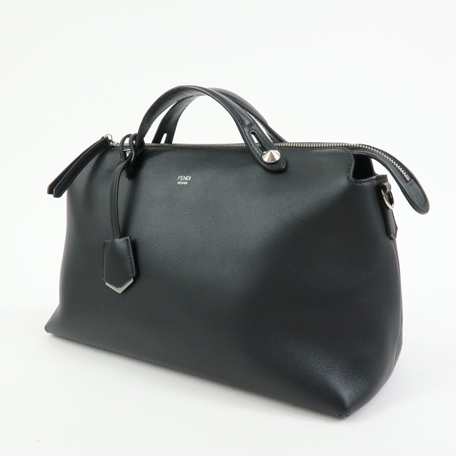 FENDI By The Way Large Leather 2Way Bag Hand Bag Black 8BL125