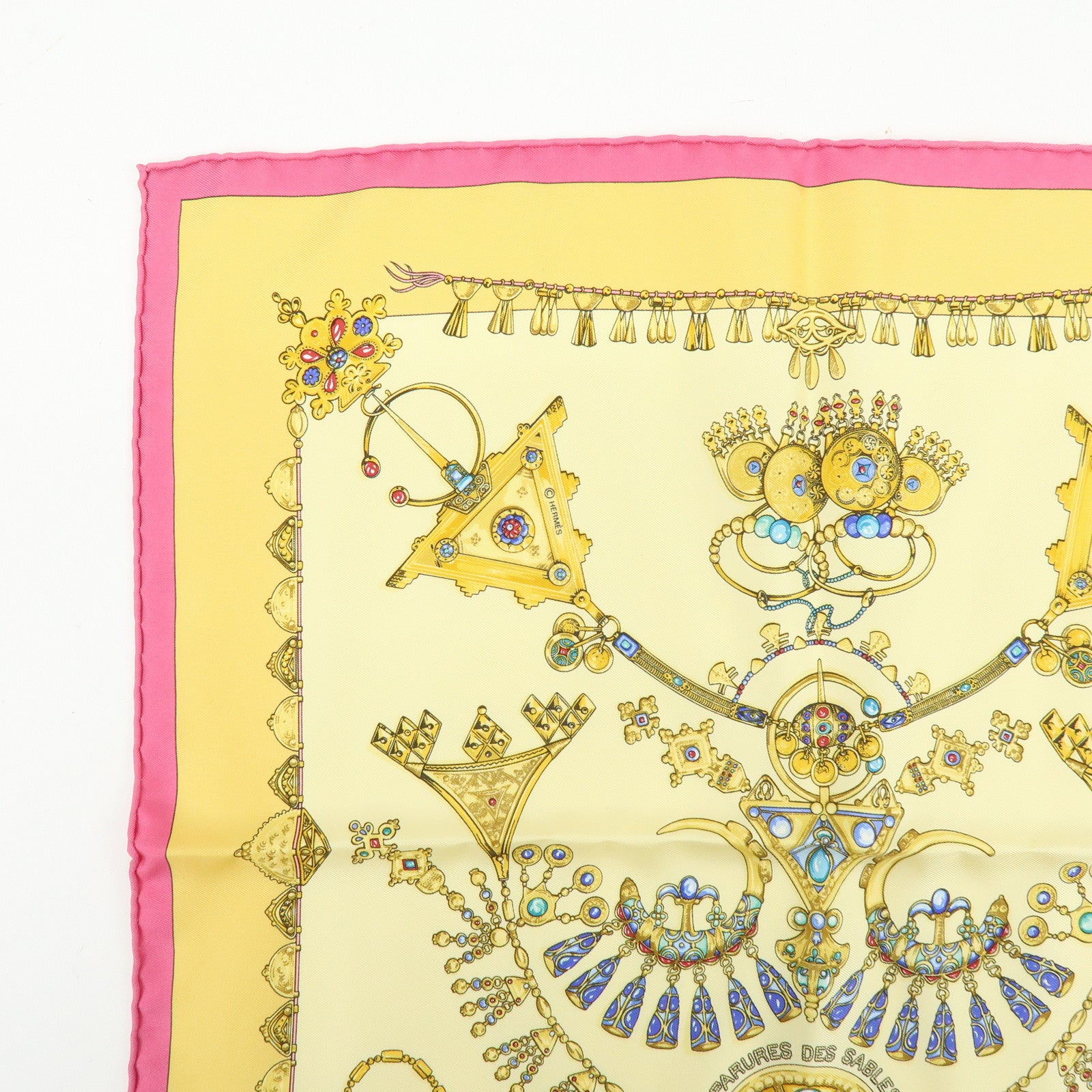 HERMES Set of 2 Carre 42 Silk Scarf PARURES DES SABLES/CHASSE EN INDE