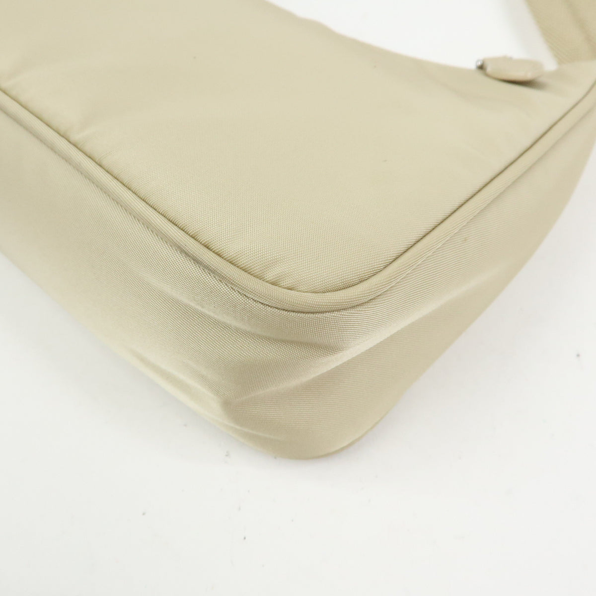 PRADA Triangle Logo Nylon Hand Bag Shoulder Bag Ivory 1NE515