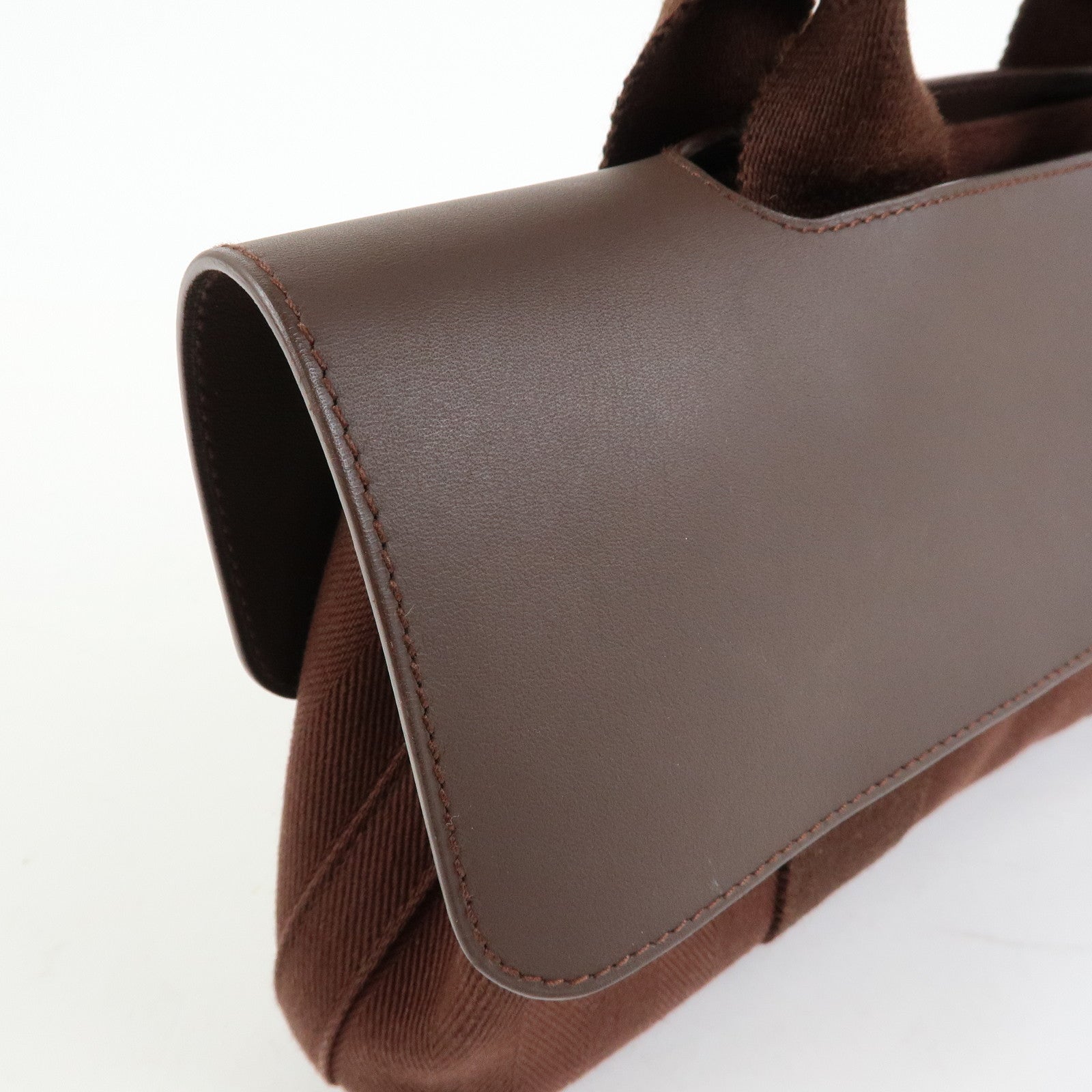 HERMES Toile Chevron Valparaiso Long PM Hand Bag Brown