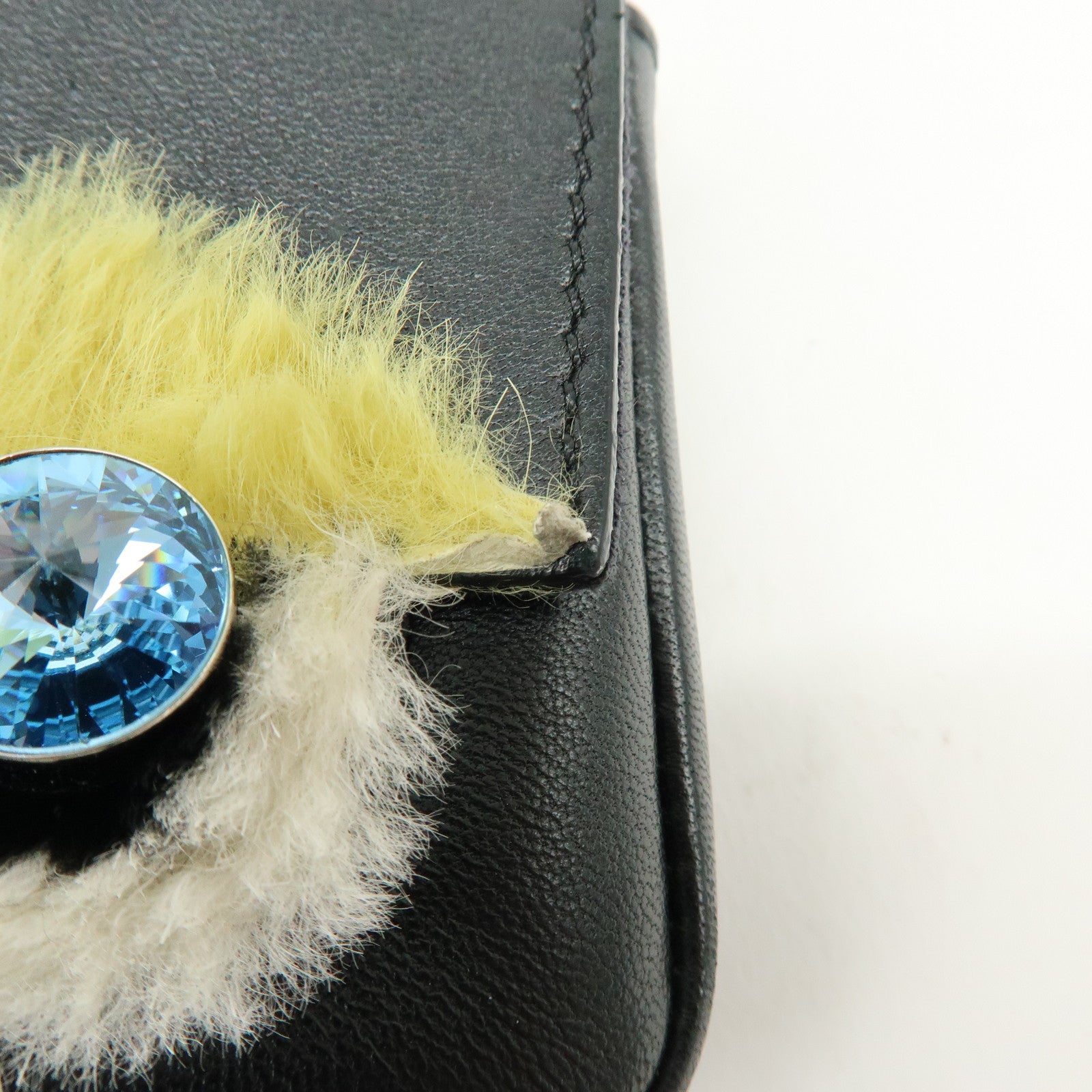 FENDI Monster Micro Baguette Leather Shoulder Bag Rhinestone 8M0354
