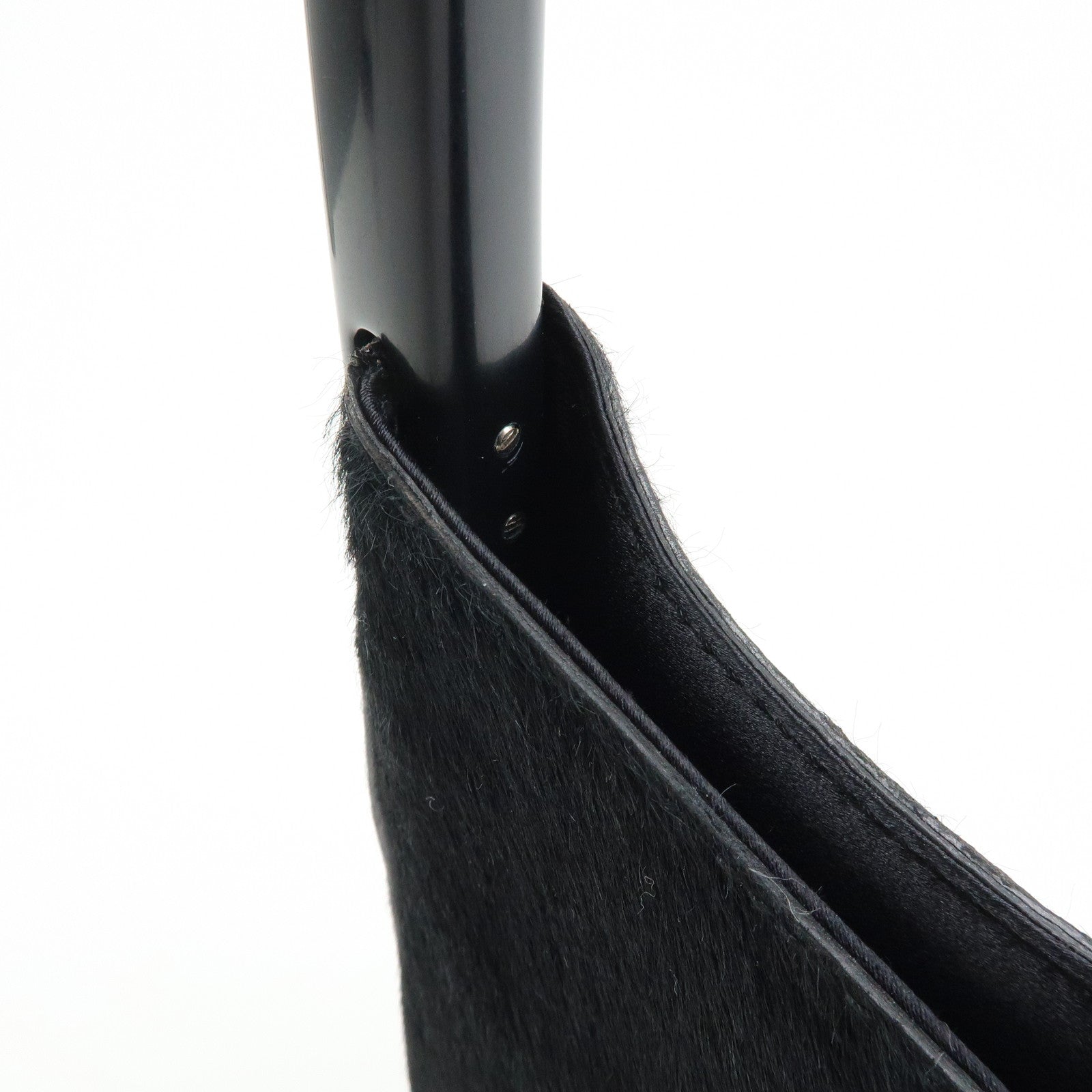 PRADA Triangle Logo Unborn Calf Shoulder Bag Black B8456