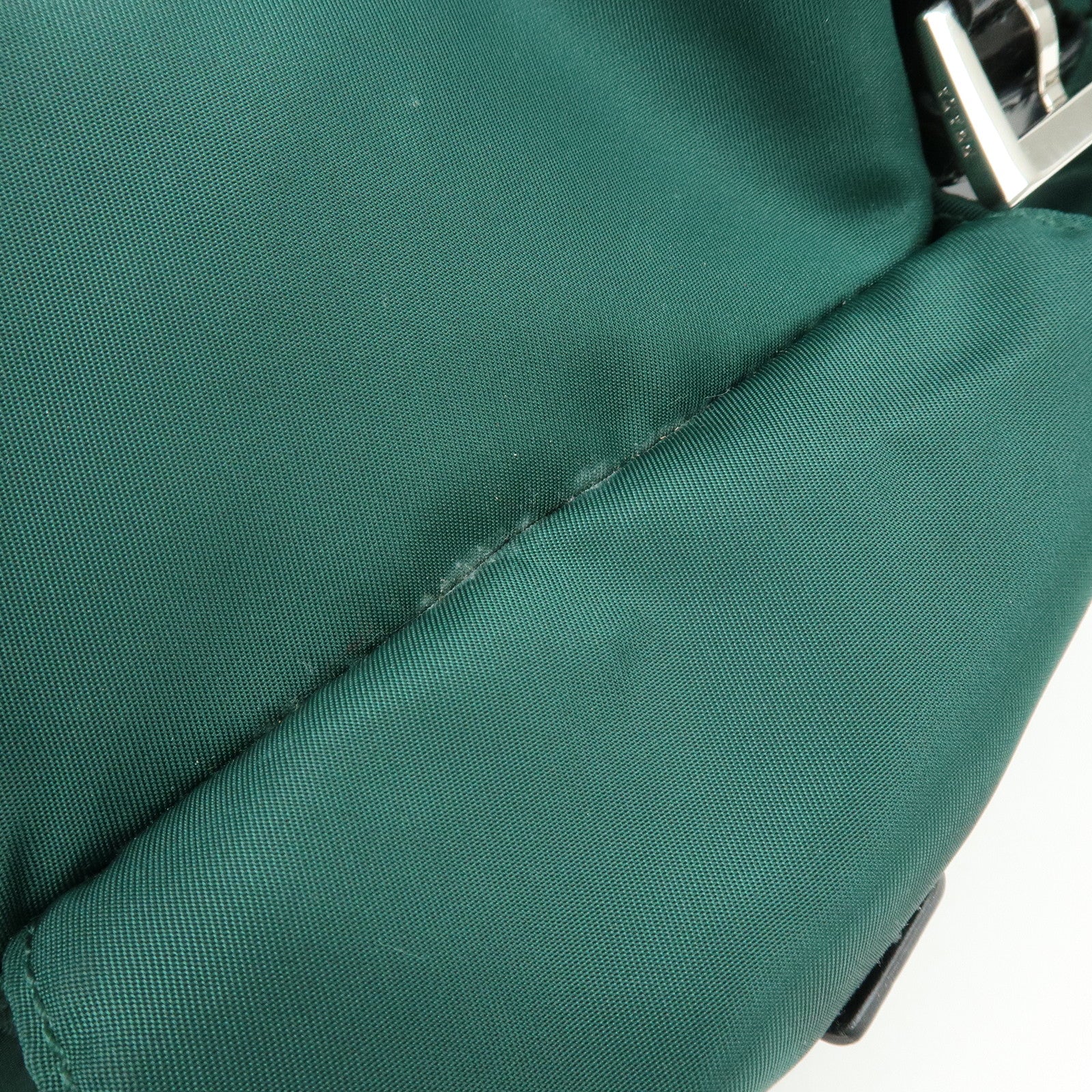 PRADA Triangle Logo Nylon Leather Backpack Rucksack Green Black 1BZ811